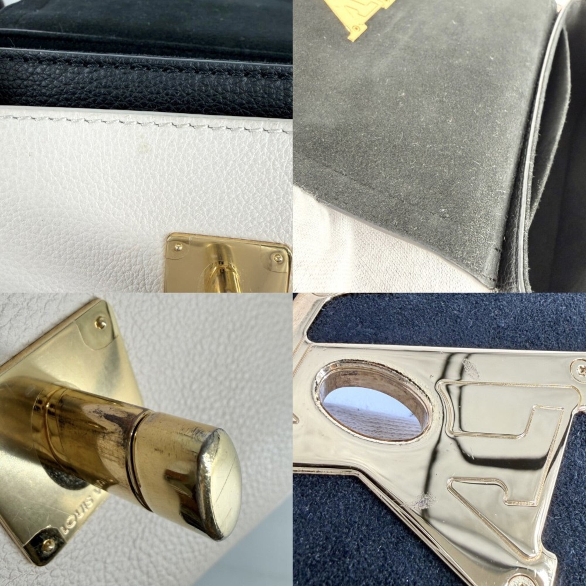 Louis Vuitton Black Ivory Leather Handbag Shoulder Bag (Pre-Owned)