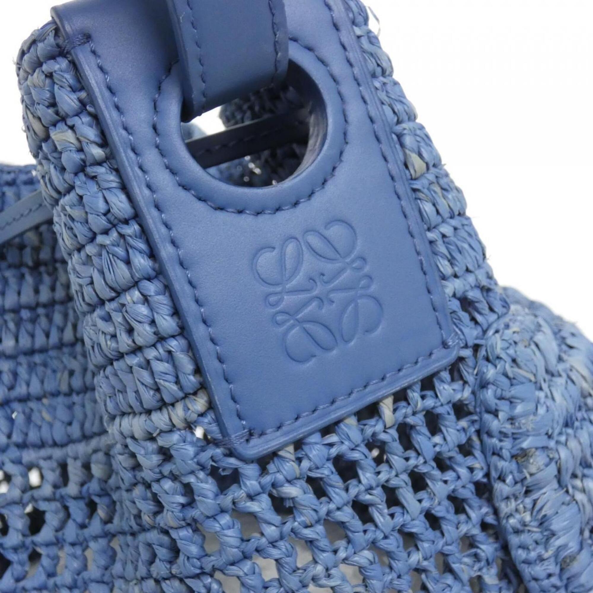 Loewe Blue Raffia Leather Handbag Shoulder Bag (Pre-Owned)