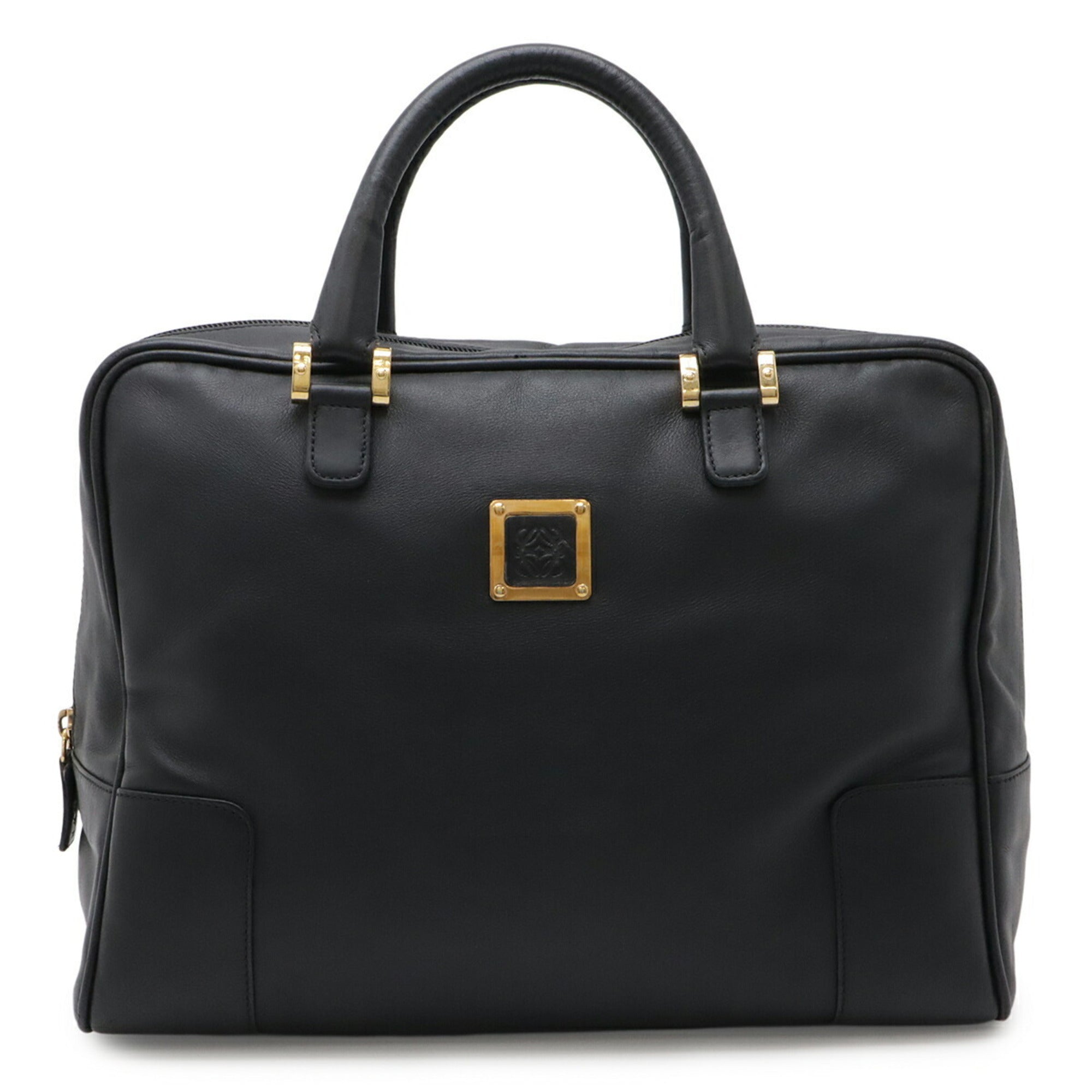 Loewe Black Leather Boston Bag Handbag (Pre-Owned)