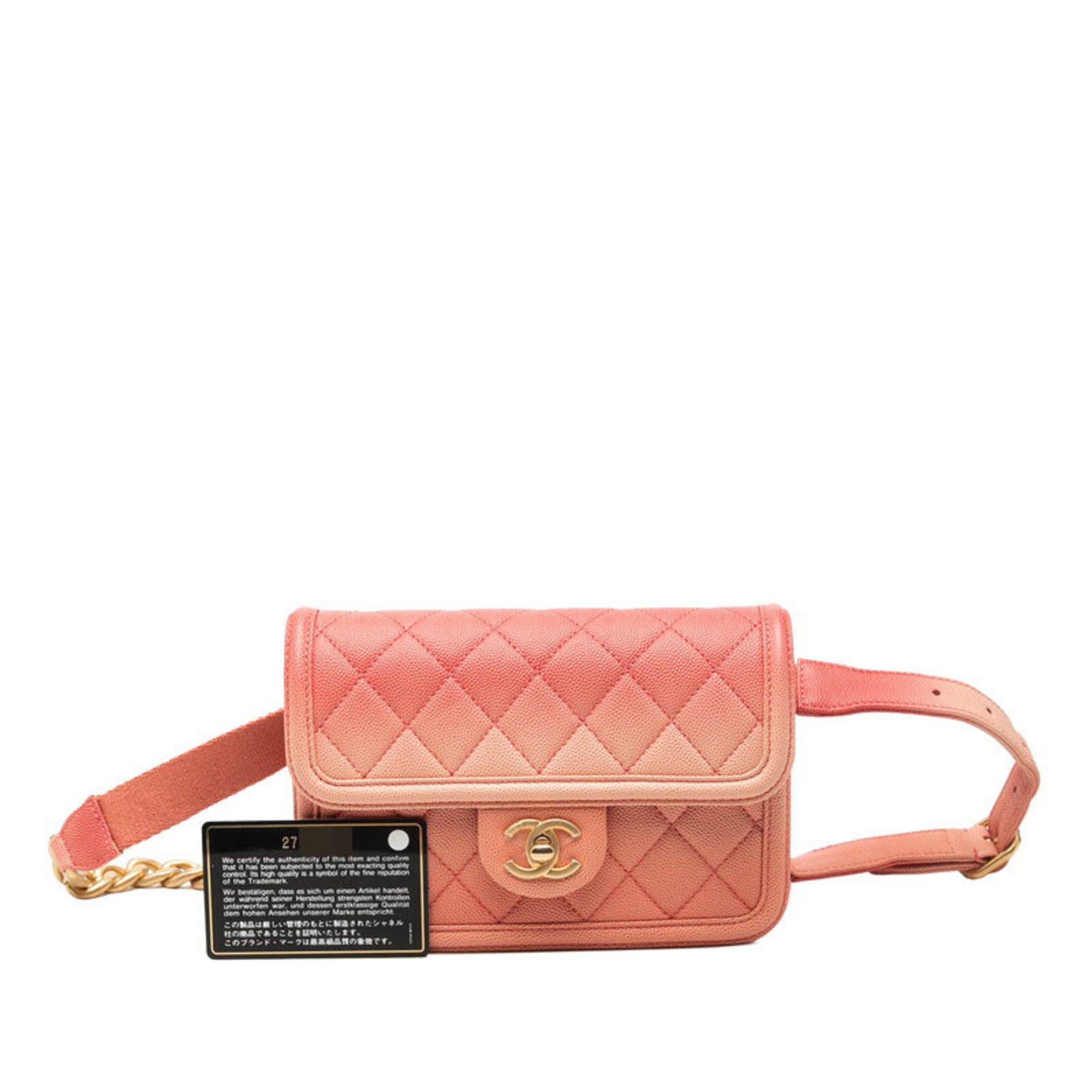 Chanel Matelasse Pink Grained Calfskin Fanny Pack (Pre-Owned)