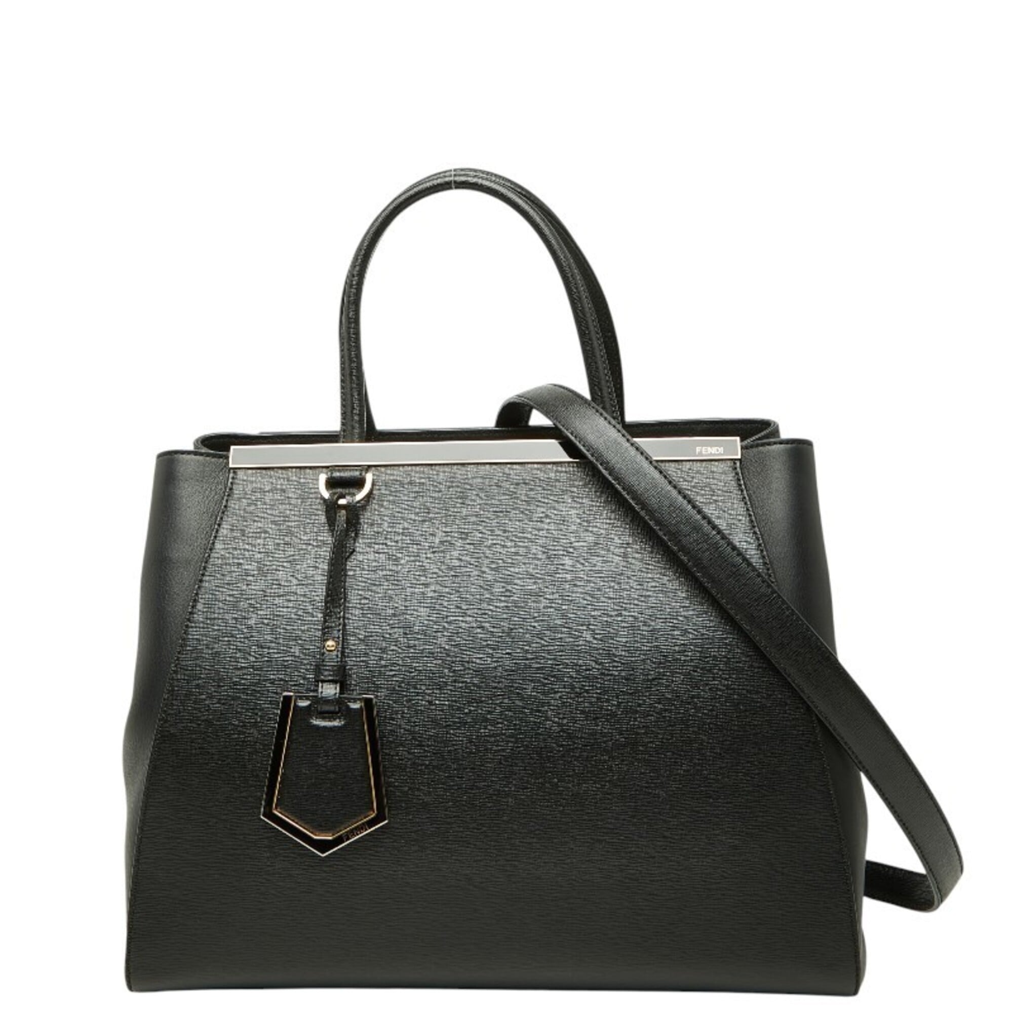 Fendi 2Jours Black Leather Handbag Shoulder Bag (Pre-Owned)