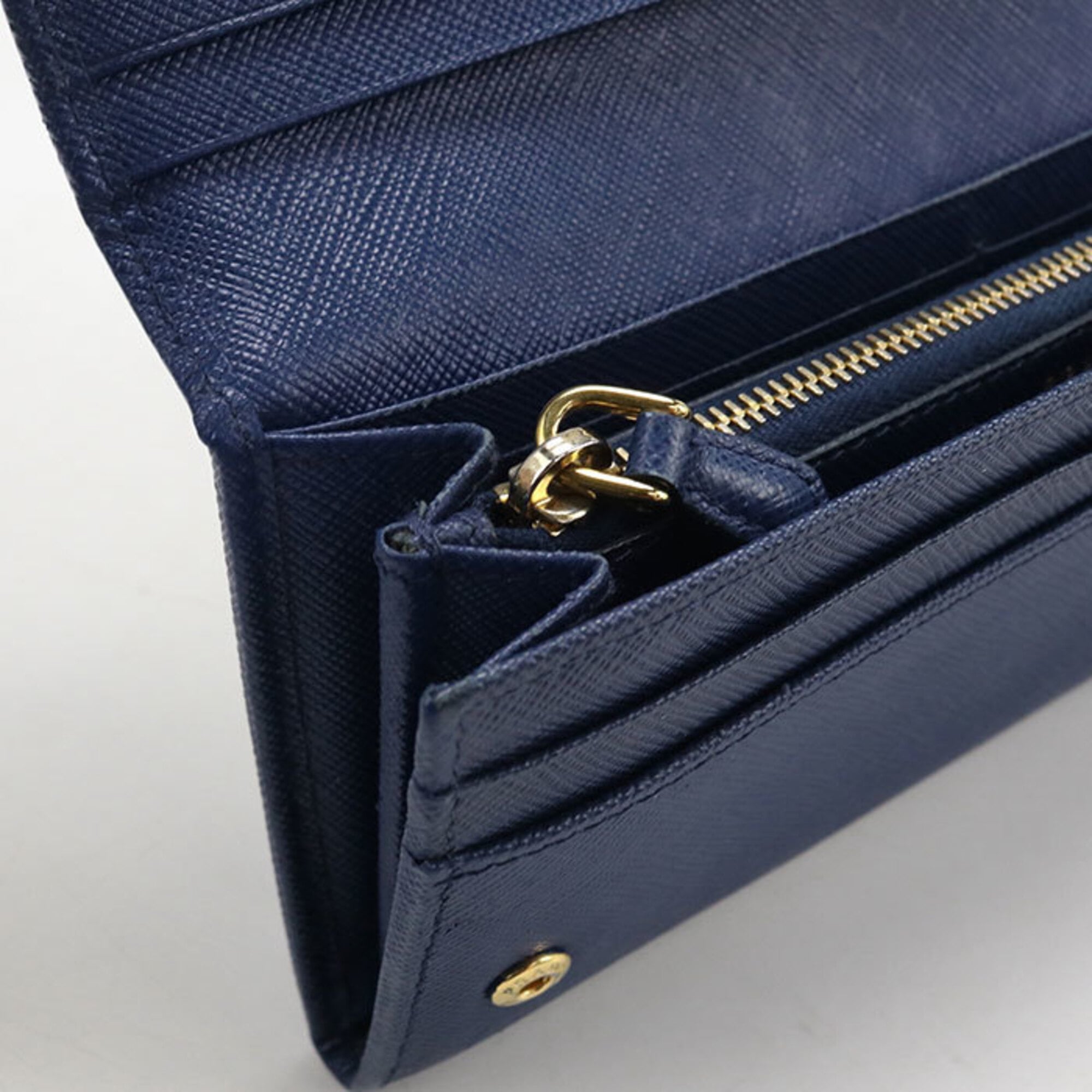 Prada Blue Leather Long Wallet (Bi-Fold) (Pre-Owned)