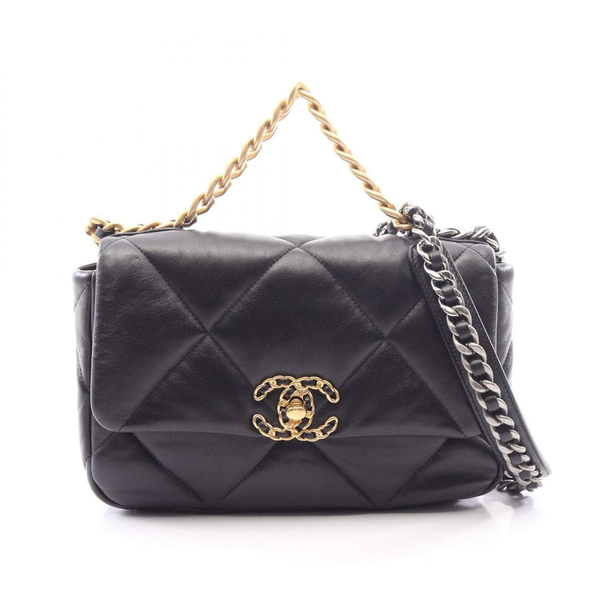 Chanel Black Leather Handbag Shoulder Bag (Pre-Owned)