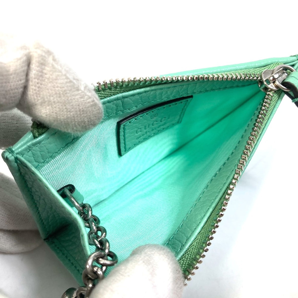 Gucci Green Leather Coin Purse/Coin Case (Pre-Owned)