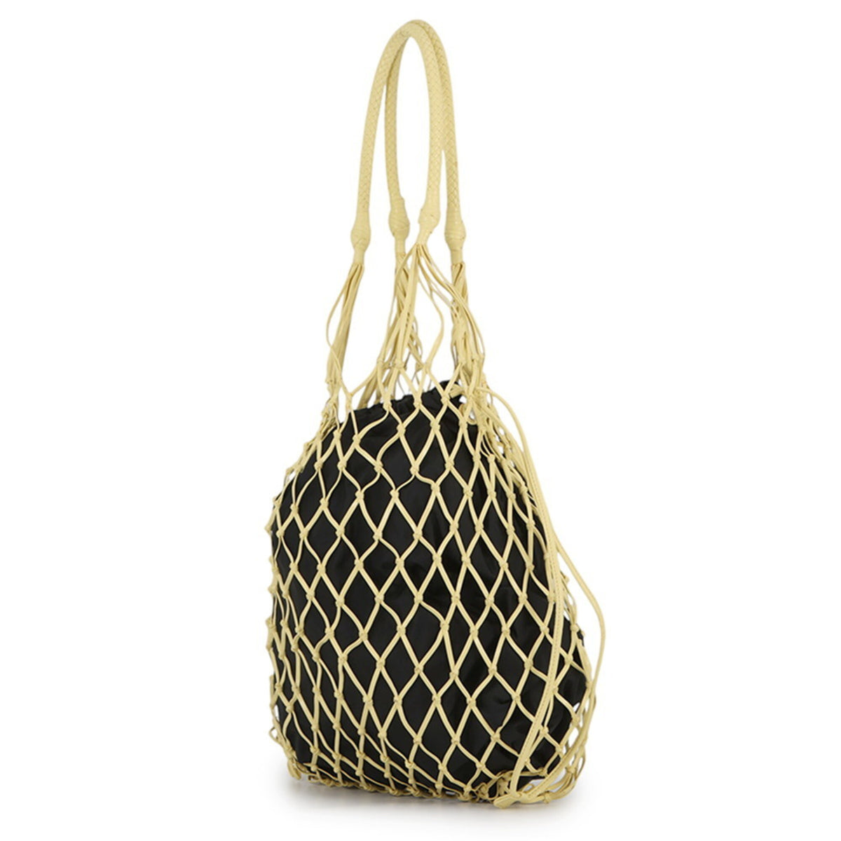 Prada Black Yellow Mesh Handbag Tote Bag (Pre-Owned)