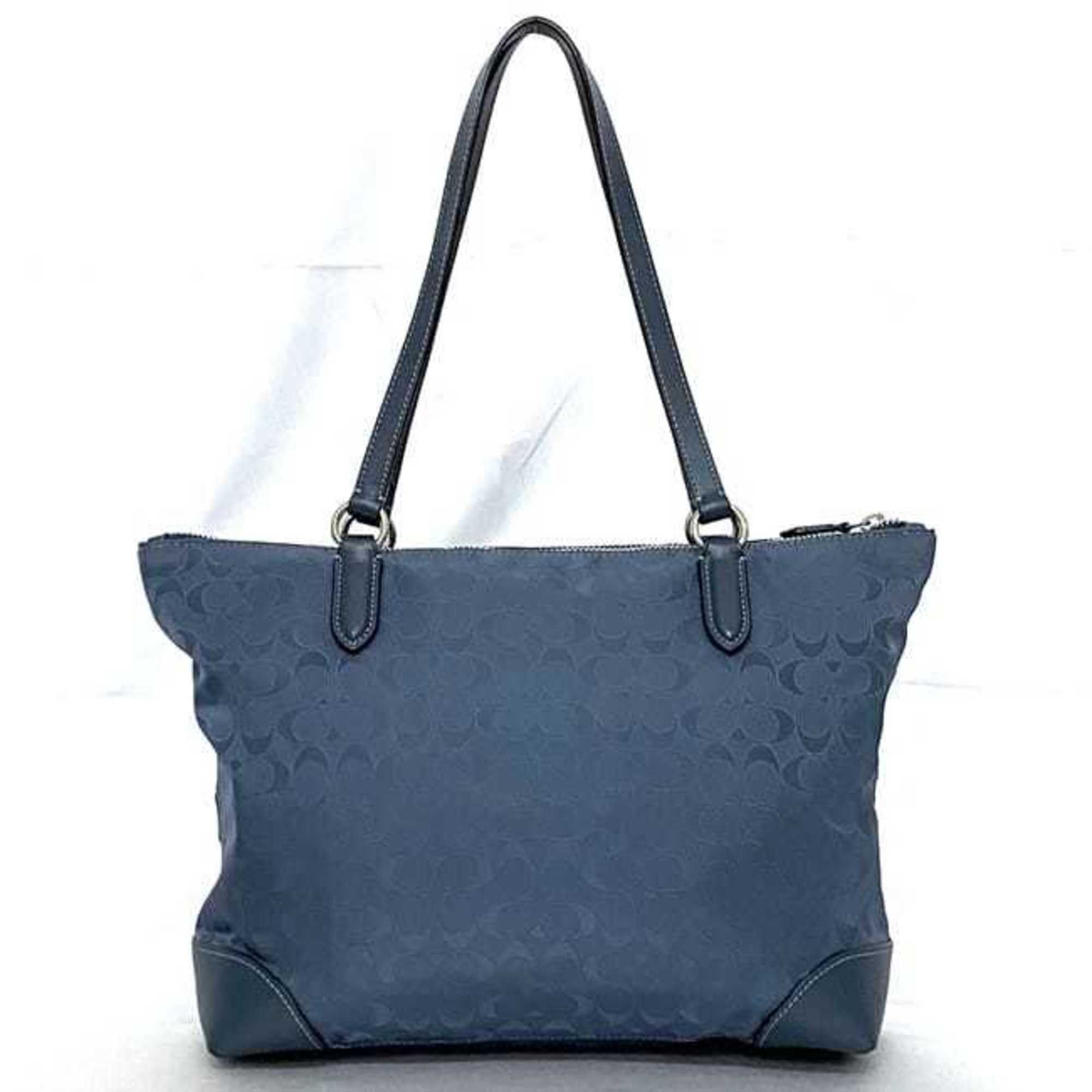 Coach Nylon Leather Tote Bag (Pre-Owned)