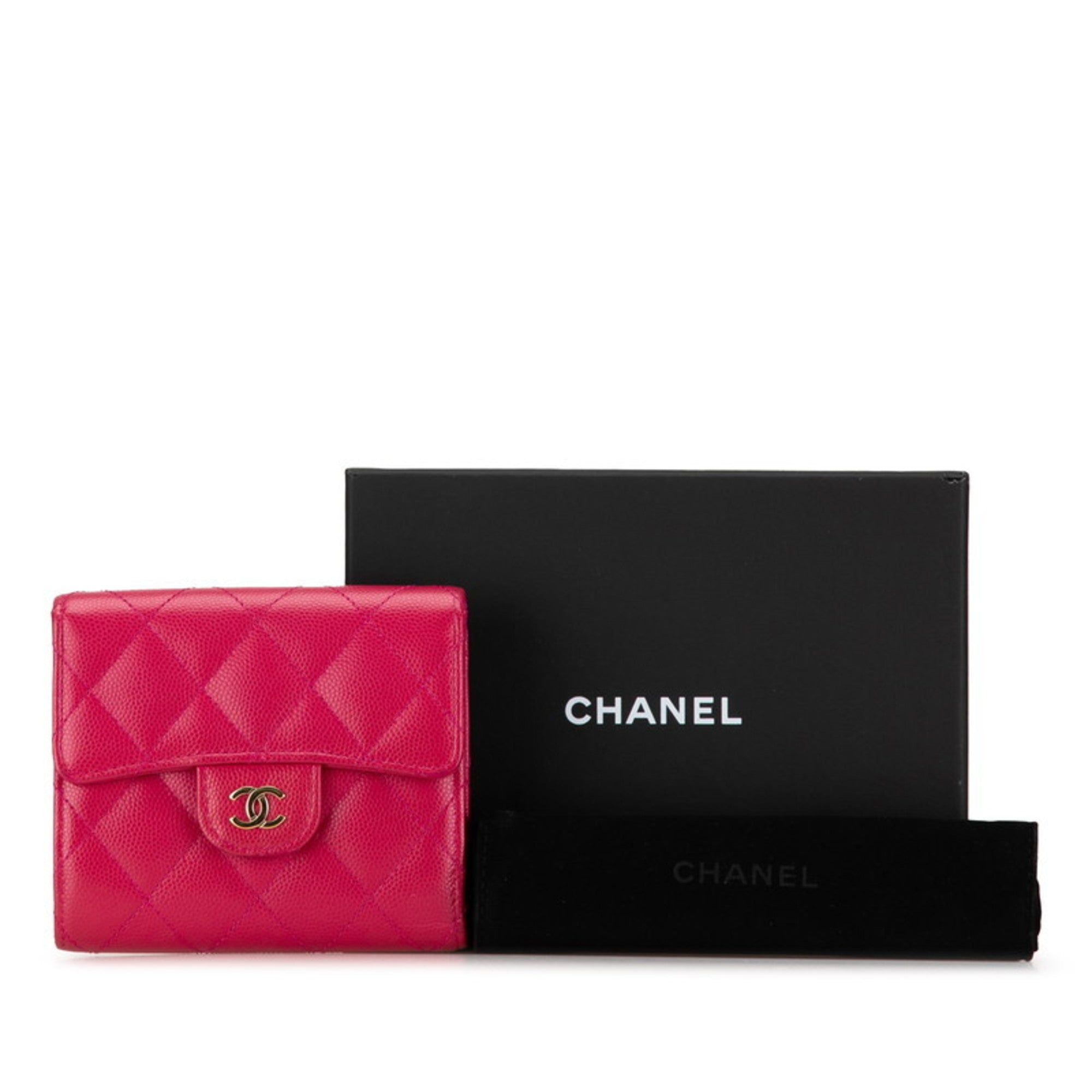 Chanel Pink Grained Calfskin Wallet (Bi-Fold) (Pre-Owned)