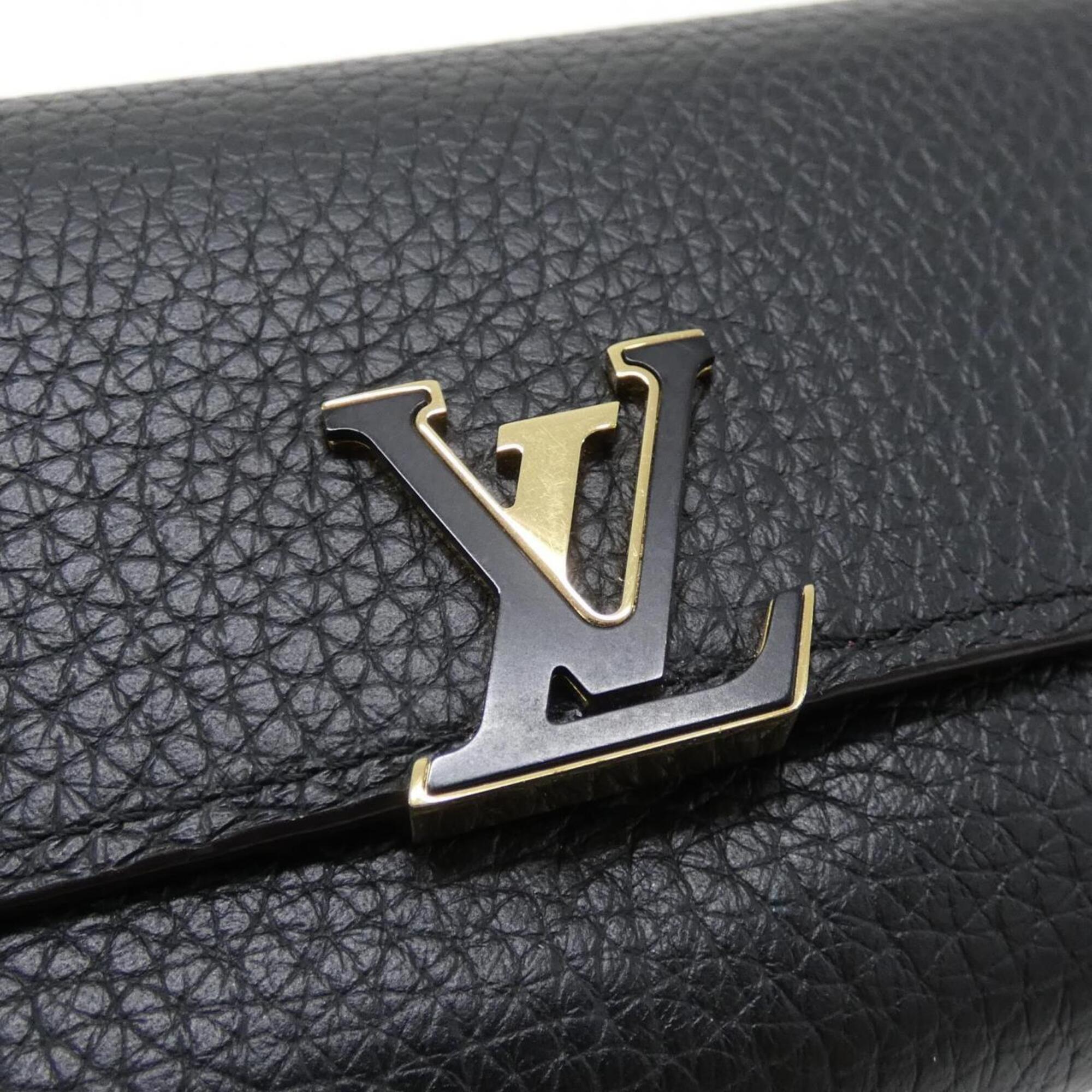 Louis Vuitton Black Hot Pink Leather Wallet (Tri-Fold) (Pre-Owned)