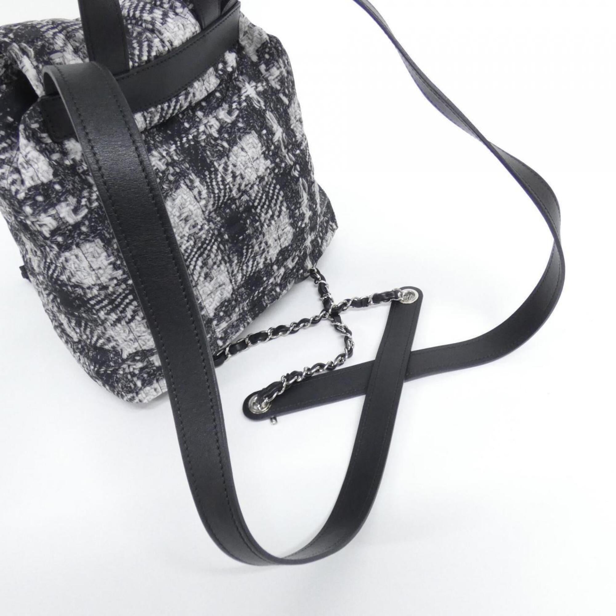 Chanel Black White Nylon Backpack (Pre-Owned)