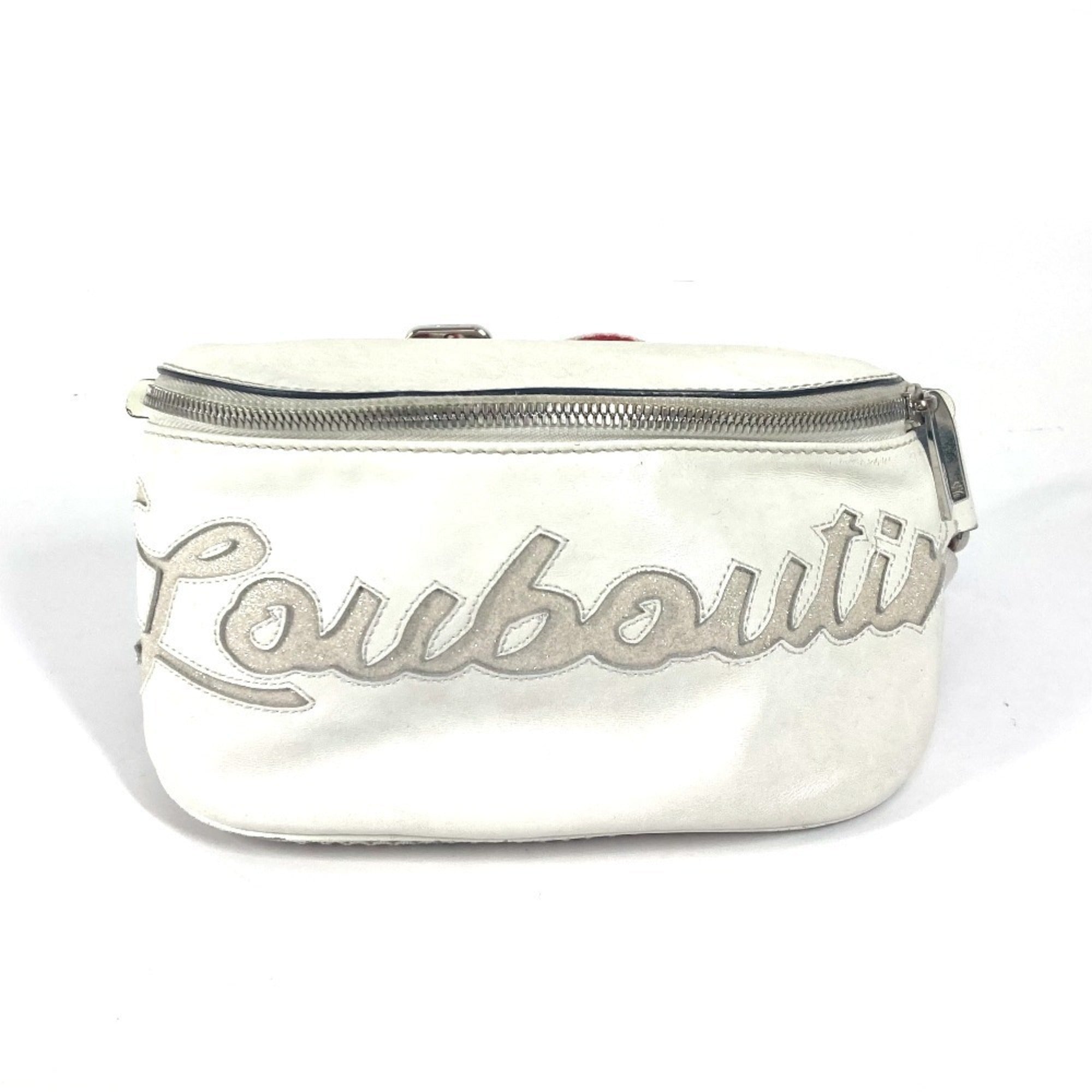 Christian Louboutin Red Color White Leather Shoulder Bag Sling Bag (Pre-Owned)