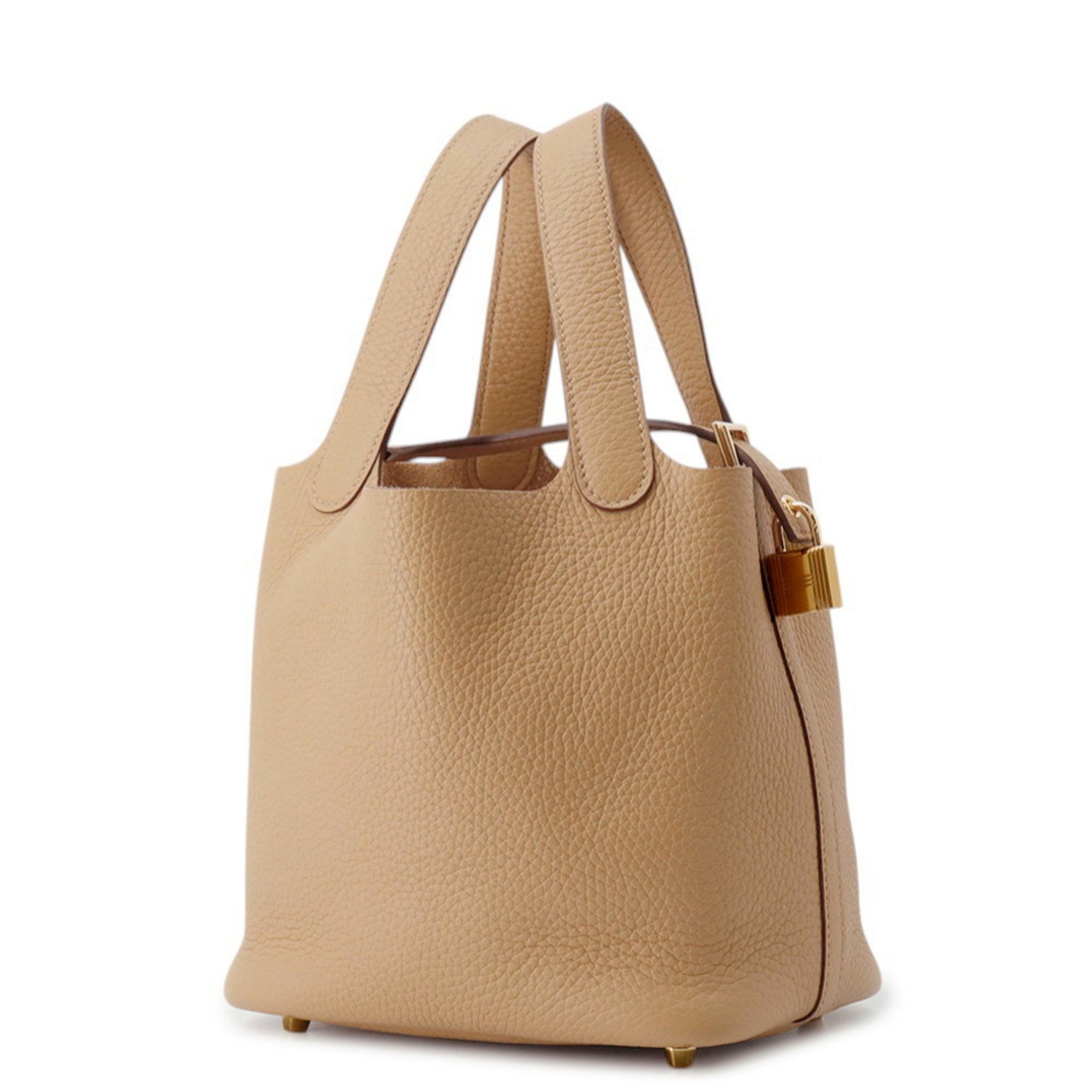 Hermes Beige Brown Taurillon Clemence Leather Handbag (Pre-Owned)