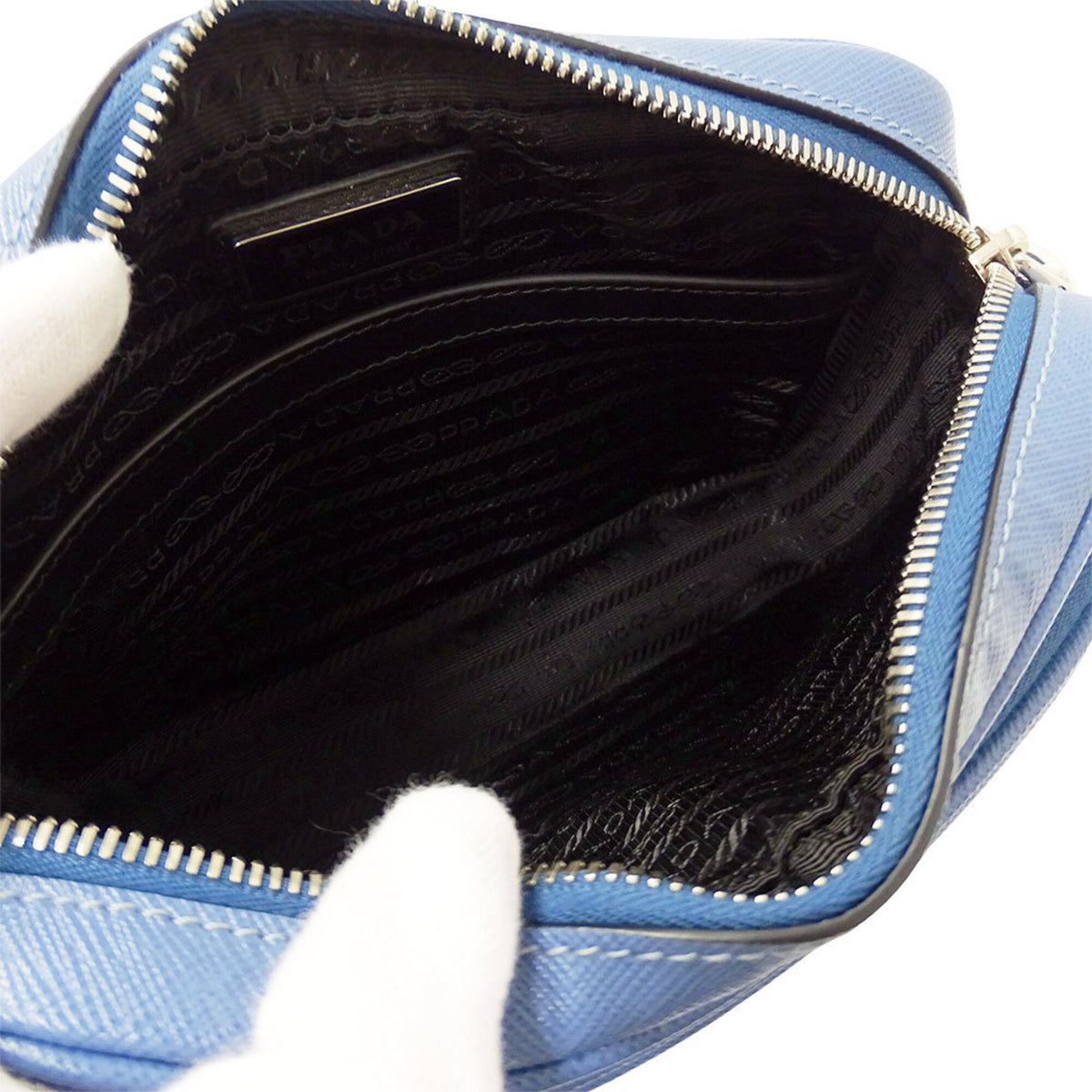 Prada Light Blue Saffiano Handbag Pouch Shoulder Bag (Pre-Owned)