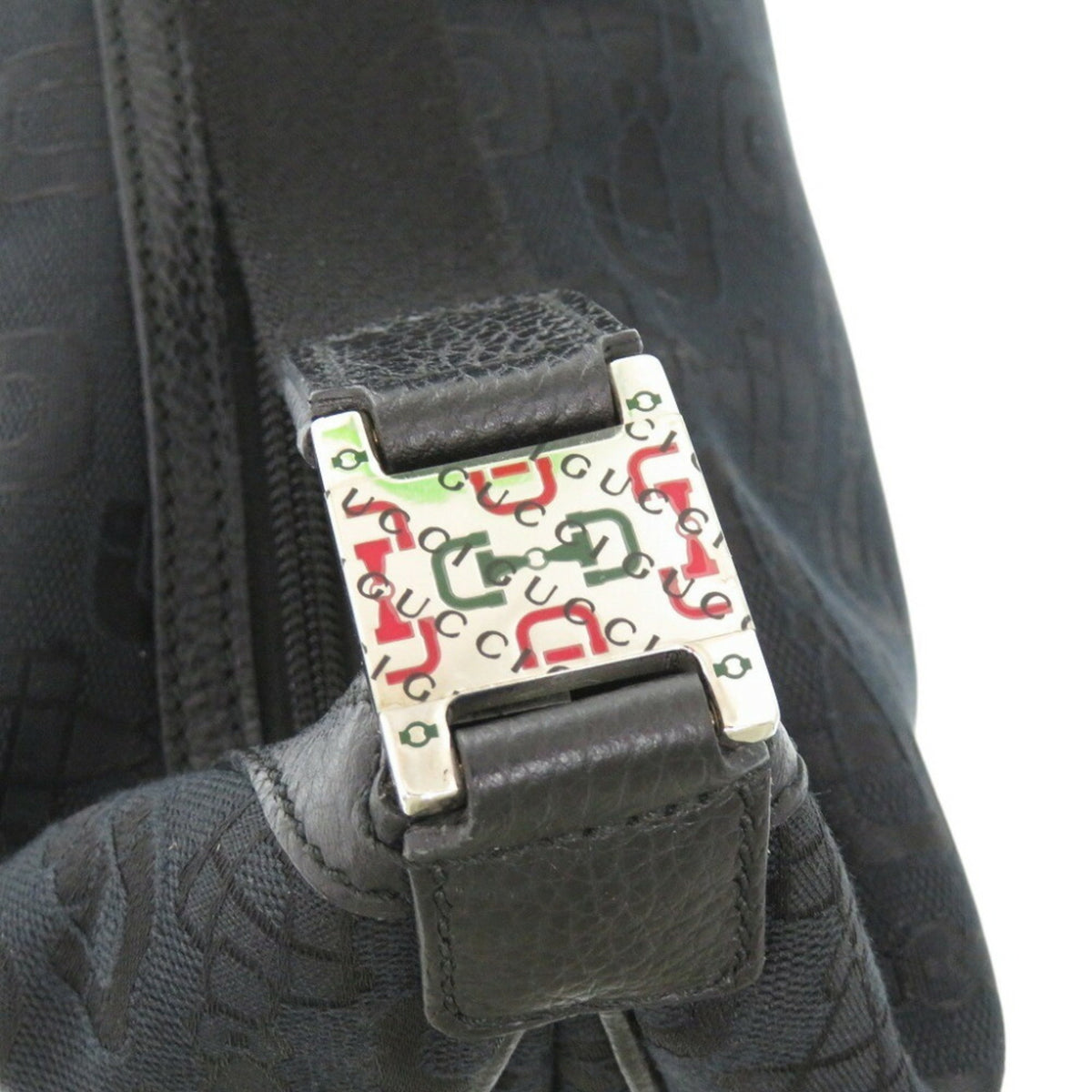 Gucci Horsebit Black Canvas Shoulder Bag (Pre-Owned)