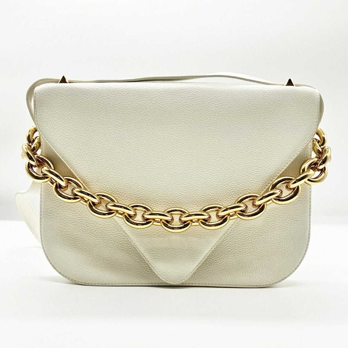 Bottega Veneta White Leather Handbag Shoulder Bag (Pre-Owned)