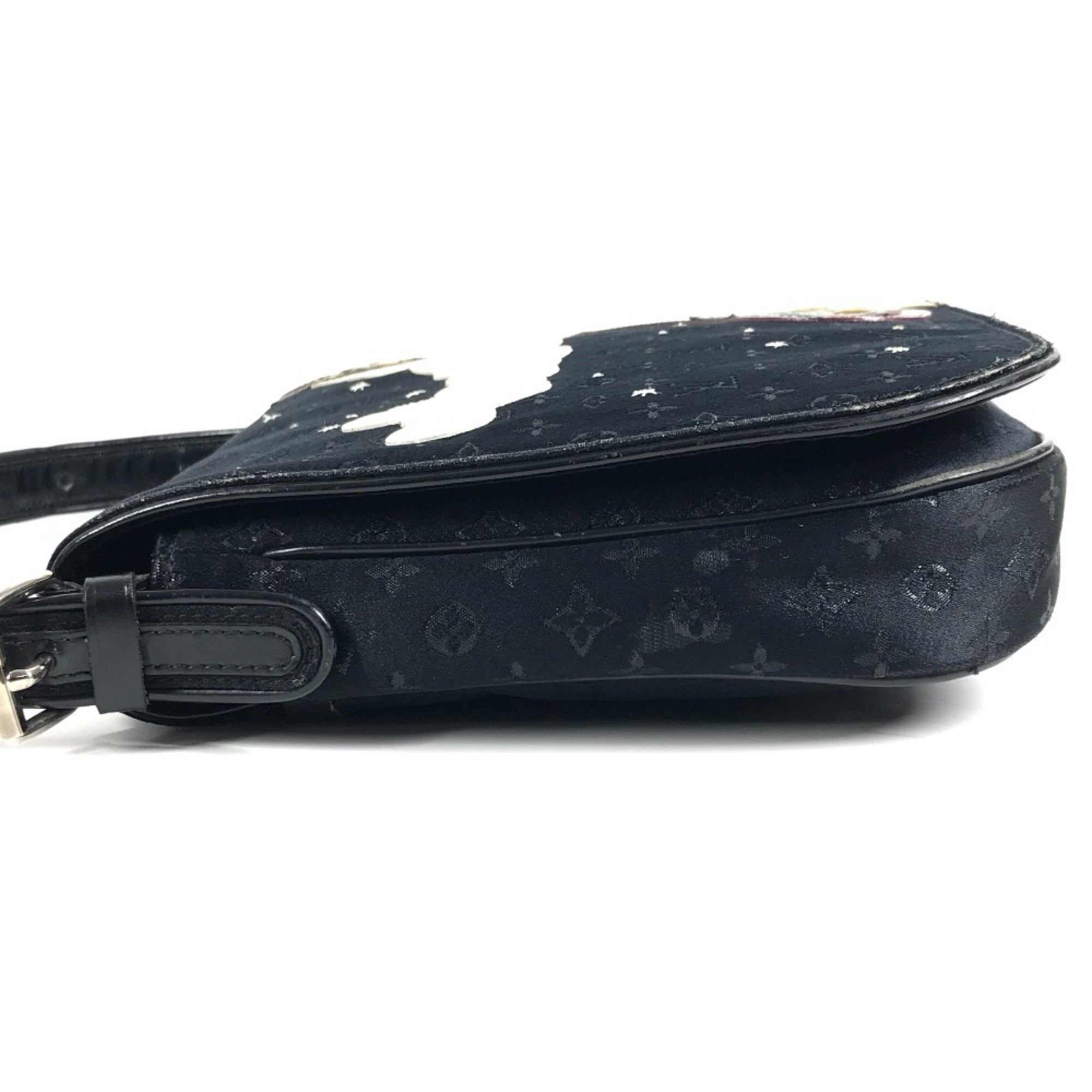 Louis Vuitton Black Monogram Satin Leather Pochette Shoulder Bag (Pre-Owned)