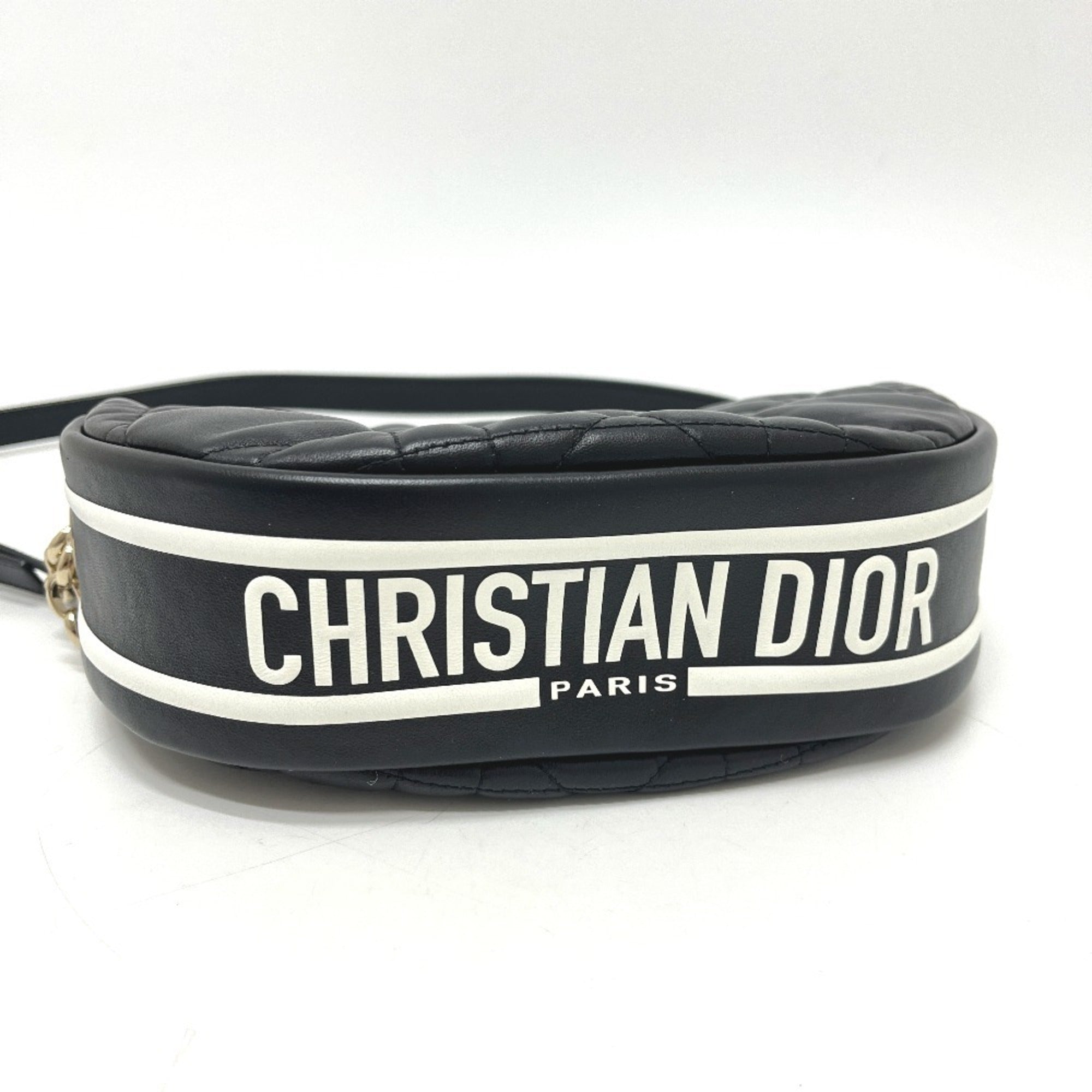Christian Dior Black White Leather Handbag Shoulder Bag (Pre-Owned)