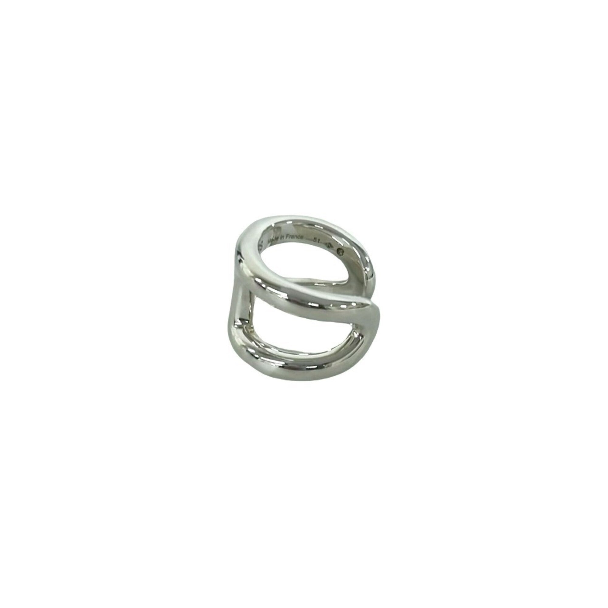 Hermes Silver Silver 925 Band Ring (Pre-Owned)
