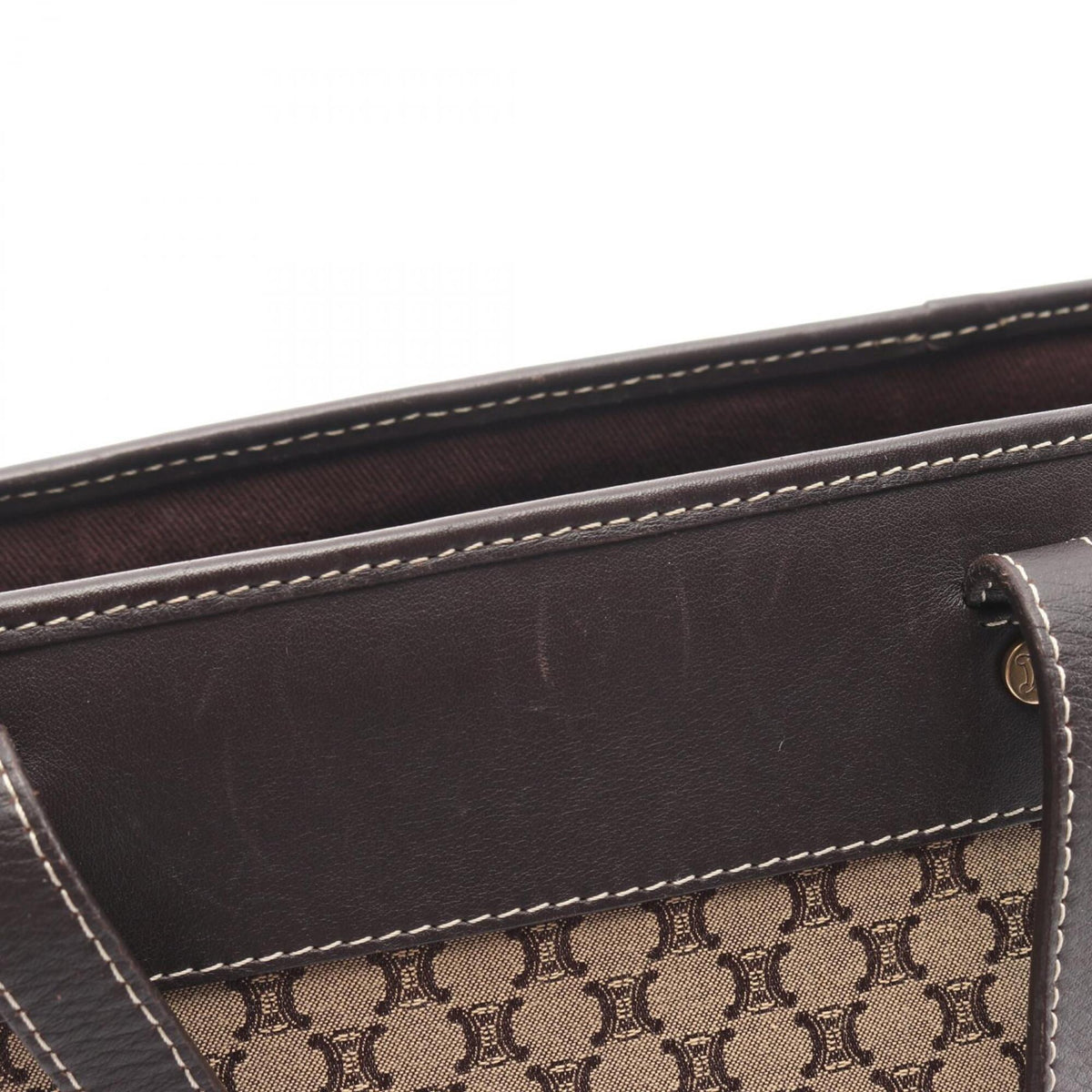 Celine Beige Brown Canvas Leather Handbag (Pre-Owned)