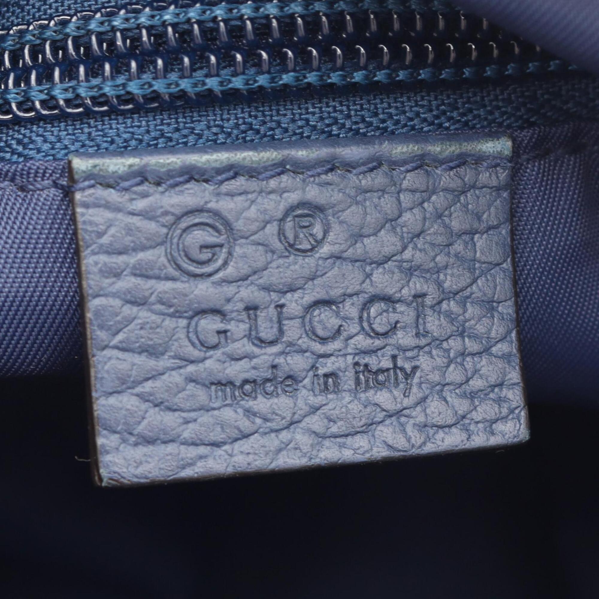 Gucci Blue Nylon Leather Handbag Shoulder Bag (Pre-Owned)