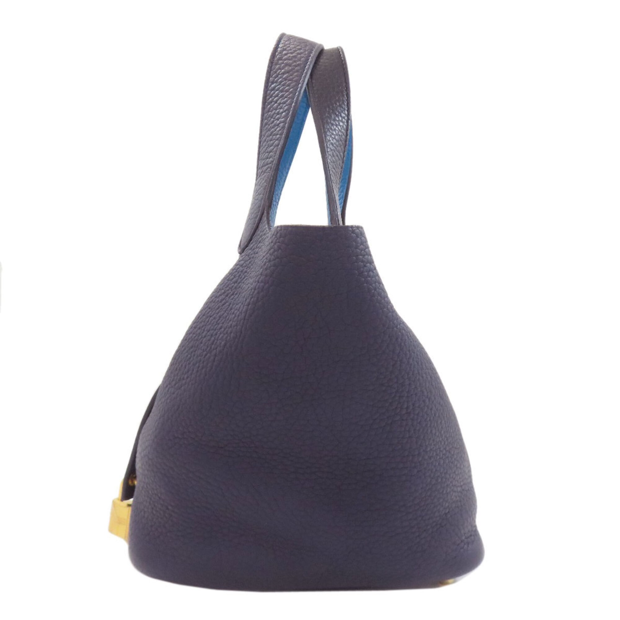 Hermes Picotin Black Navy Taurillon Clemence Leather Handbag (Pre-Owned)