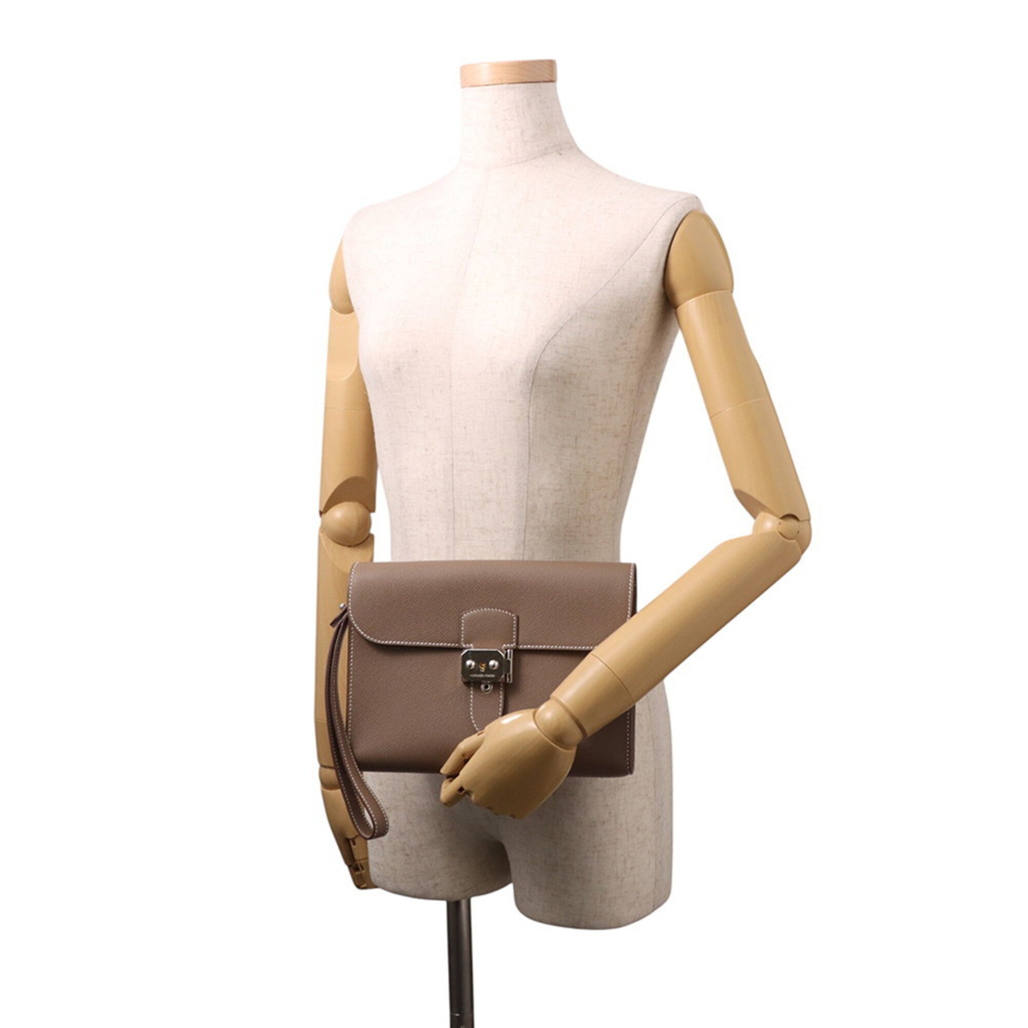 Hermes Etoupe Gray Epsom Leather Clutch Bag (Pre-Owned)