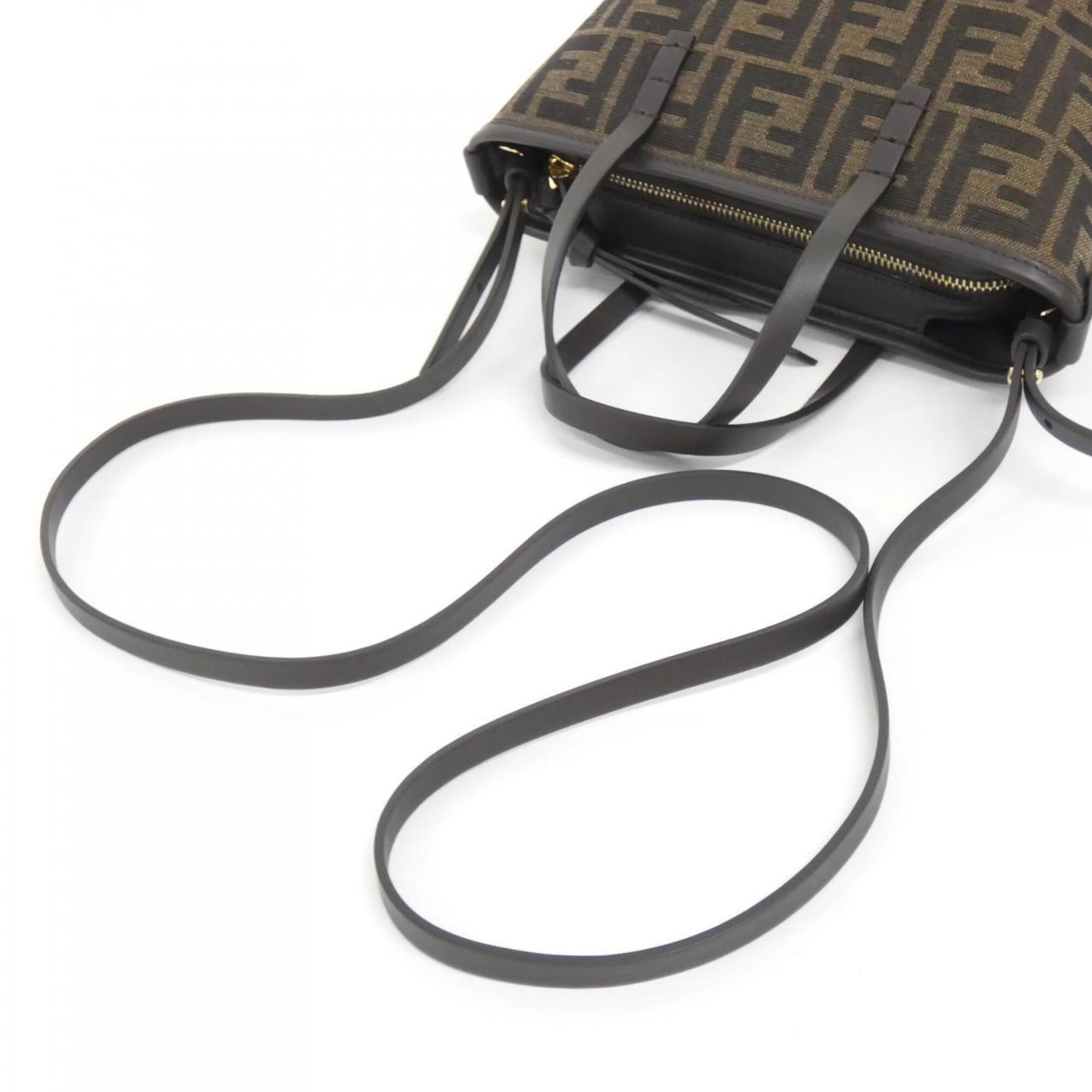 Fendi Brown Canvas Leather Shoulder Bag (Pre-Owned)