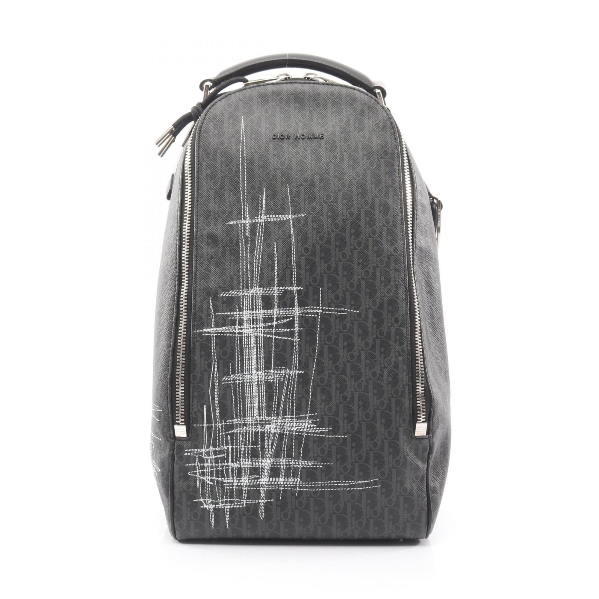 Christian Dior Black Gray White Coated Canvas Leather Fanny Pack Sling Bag (Pre-Owned)