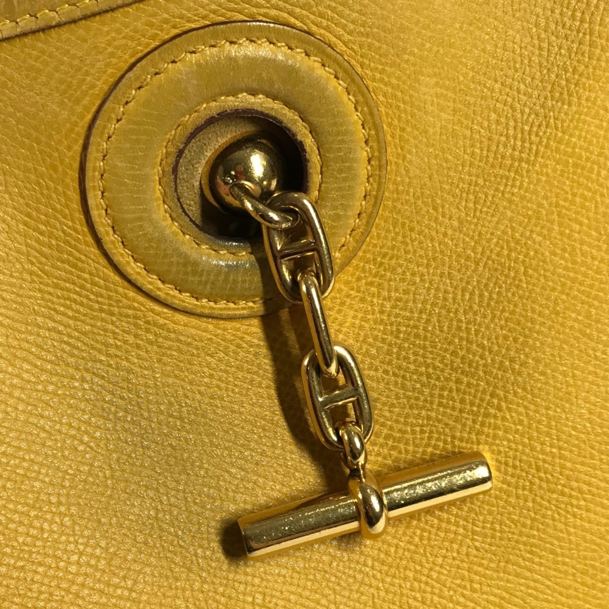 Hermes Yellow Leather Pochette Shoulder Bag (Pre-Owned)