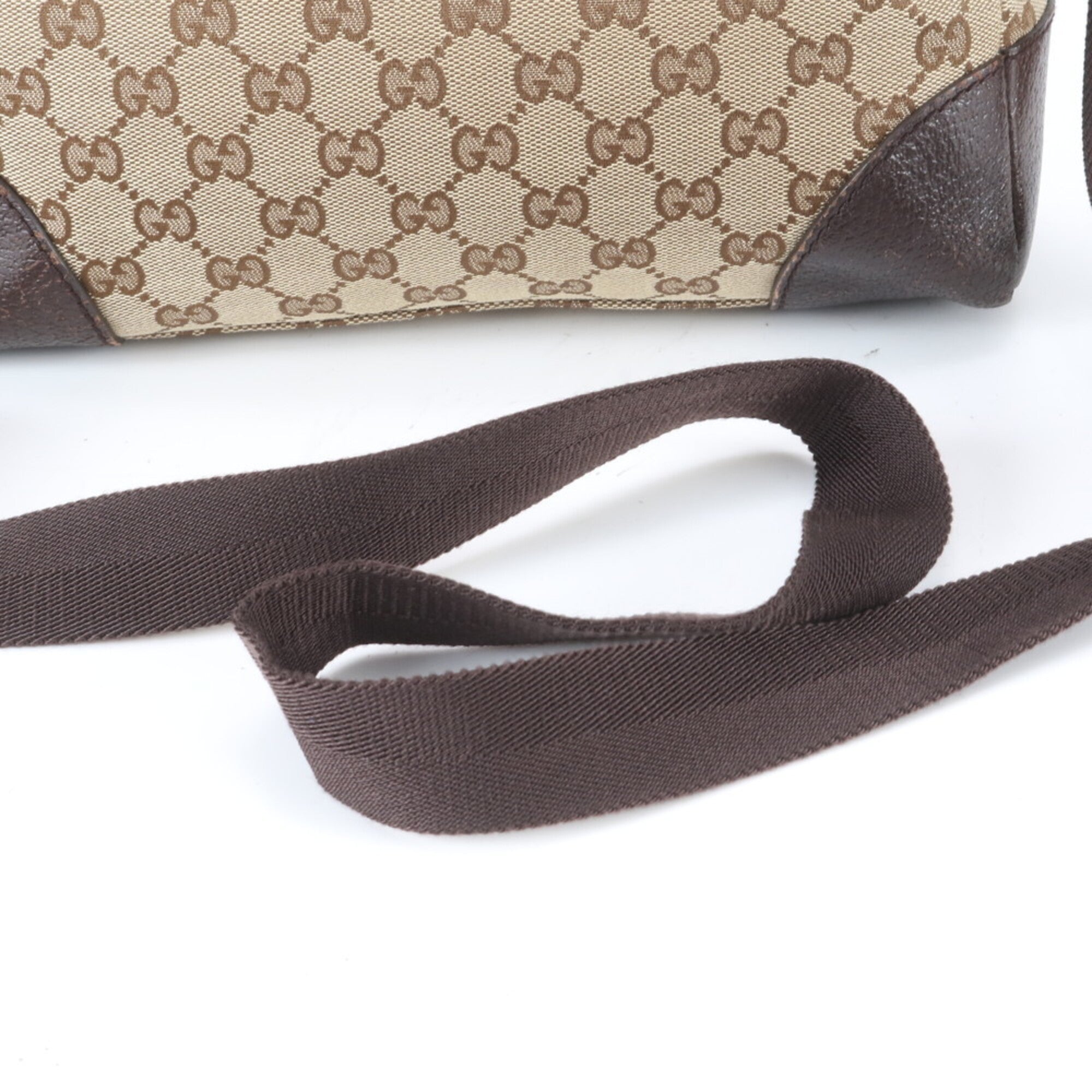 Gucci Gg Canvas Brown Leather Canvas Shoulder Bag Tote Bag (Pre-Owned)