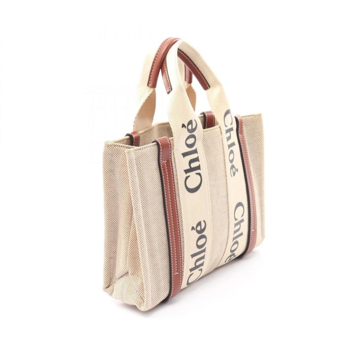 Chloé Brown Ivory Canvas Handbag (Pre-Owned)