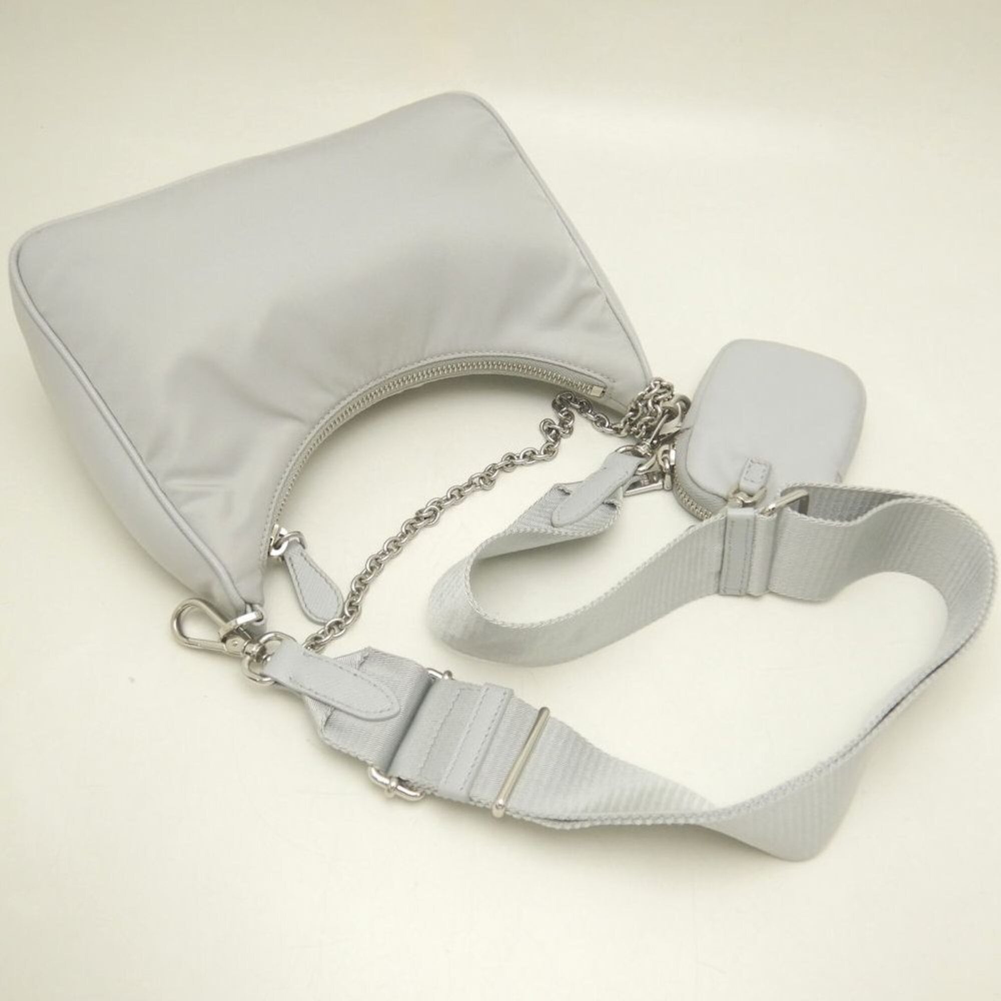 Prada Silver Nylon Shoulder Bag (Pre-Owned)
