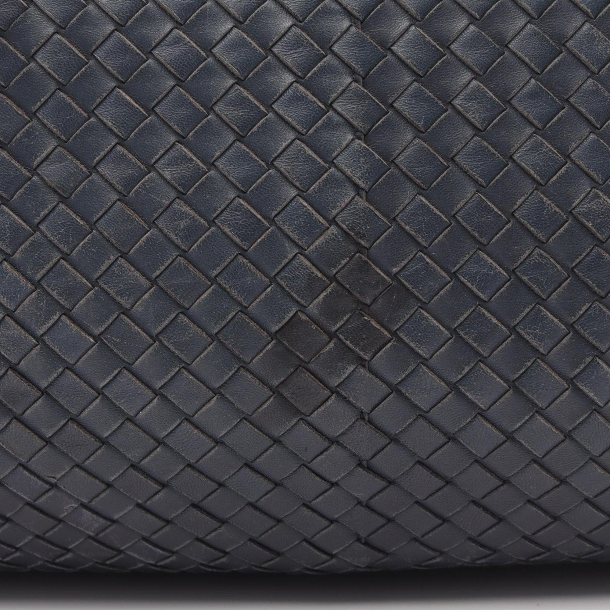Bottega Veneta Brown Navy Leather Handbag Tote Bag (Pre-Owned)