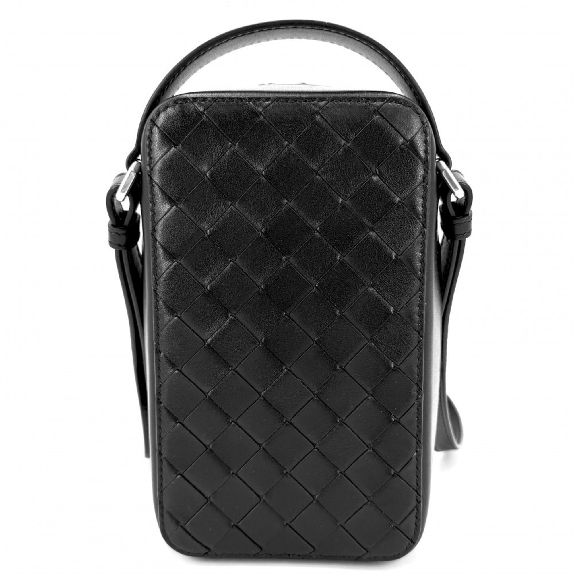 Bottega Veneta Black Leather Handbag Shoulder Bag (Pre-Owned)