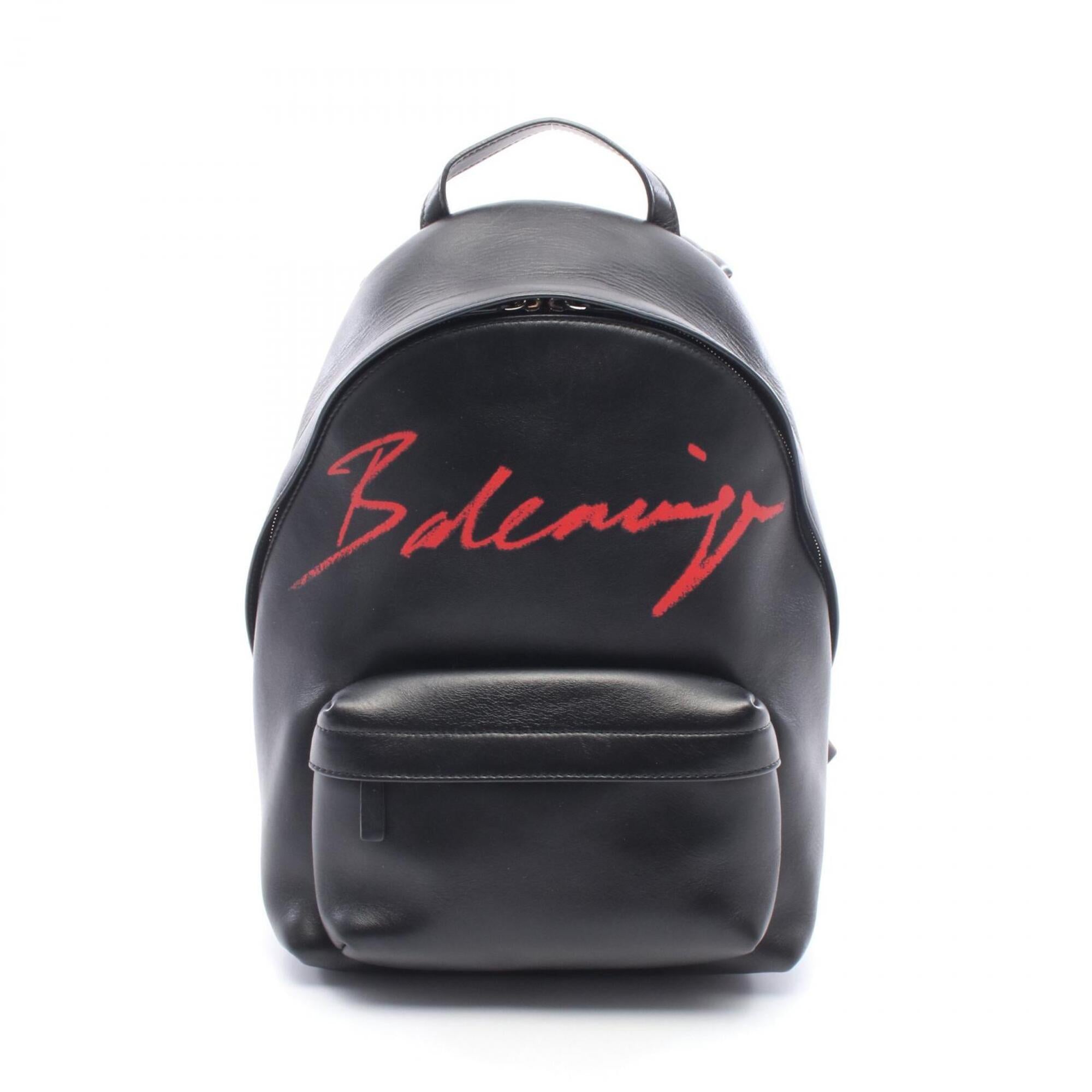 Balenciaga Black Red Color Leather Backpack (Pre-Owned)