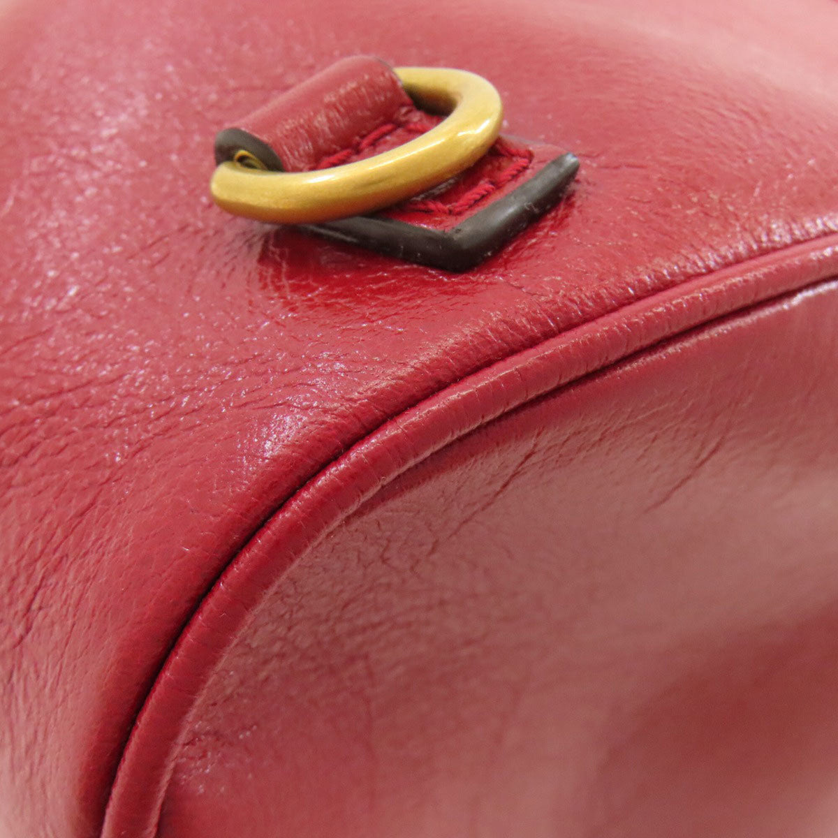 Gucci Red Color Leather Shoulder Bag (Pre-Owned)