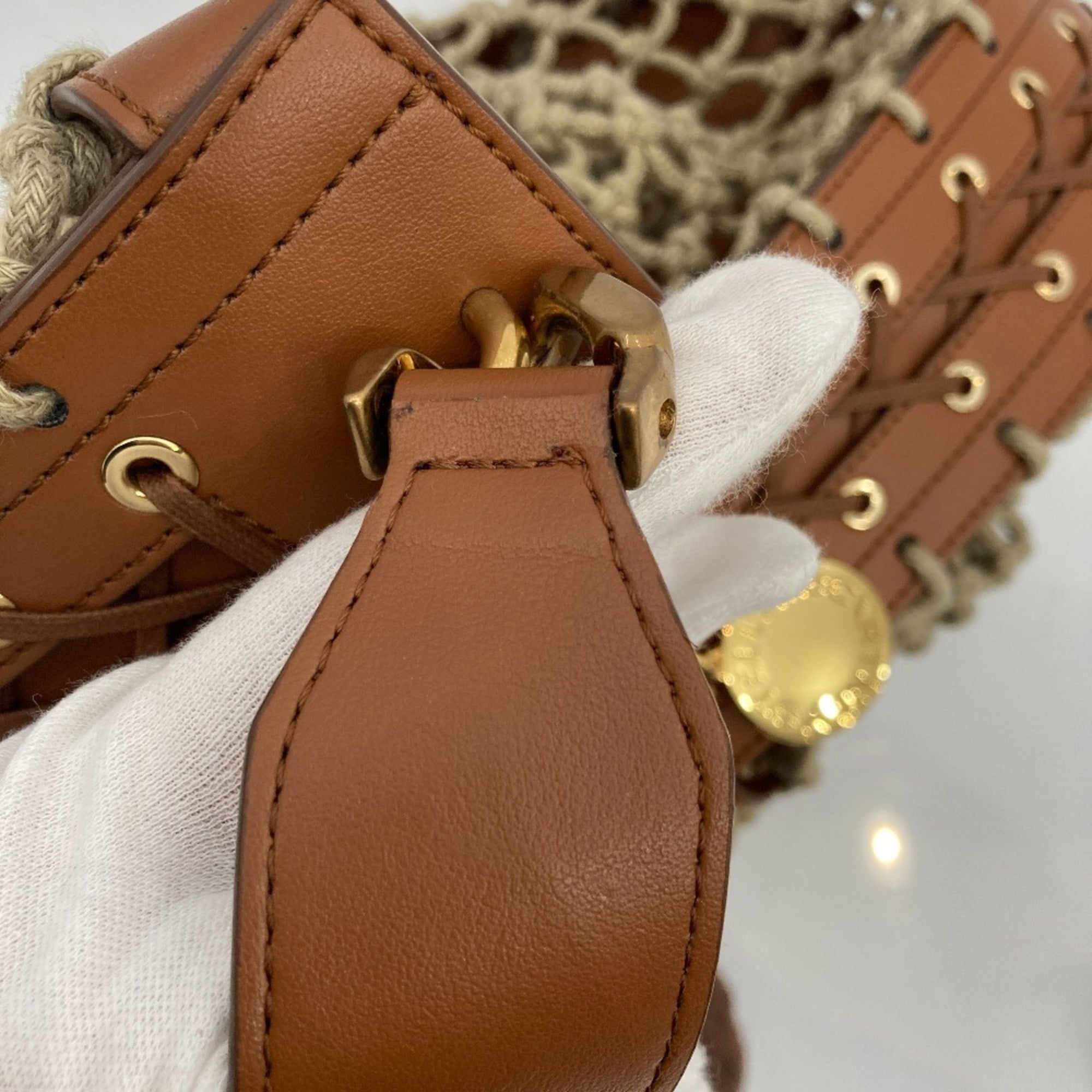 Stella Mccartney Brown Mesh Pouch Tote Bag (Pre-Owned)