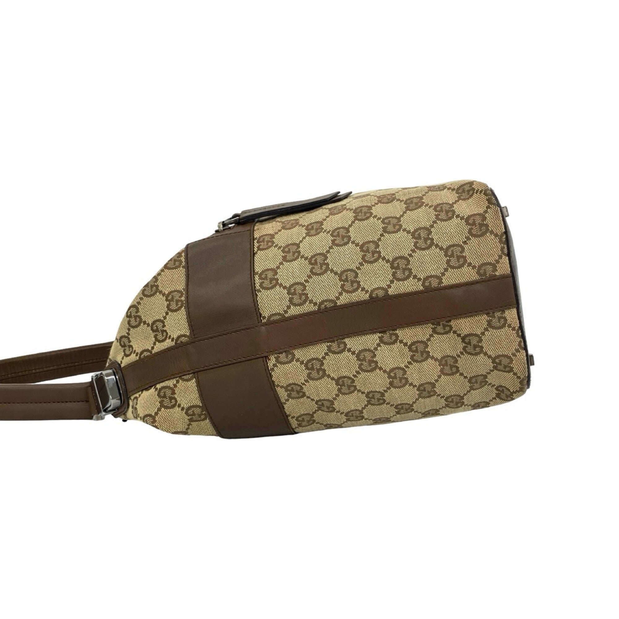 Gucci Brown Canvas Leather Shoulder Bag Tote Bag (Pre-Owned)