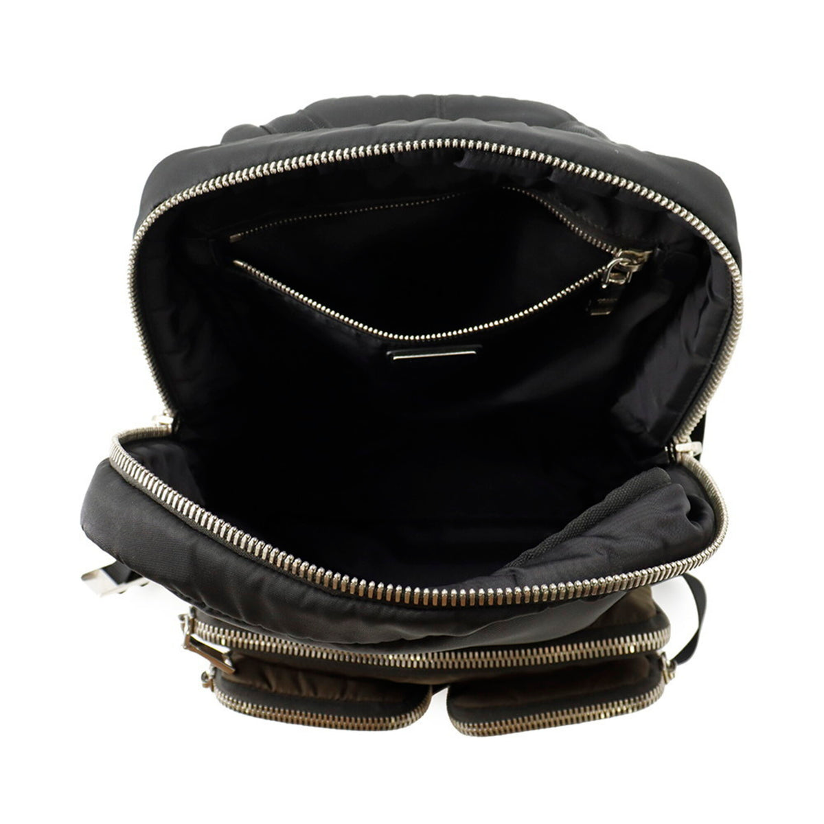Prada Black Khaki Nylon Rubber Backpack (Pre-Owned)