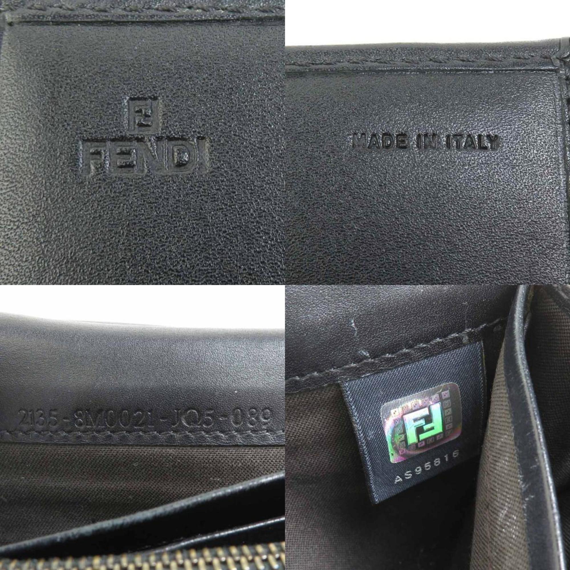 Fendi Black Canvas Leather Long Wallet (Tri-Fold) (Pre-Owned)