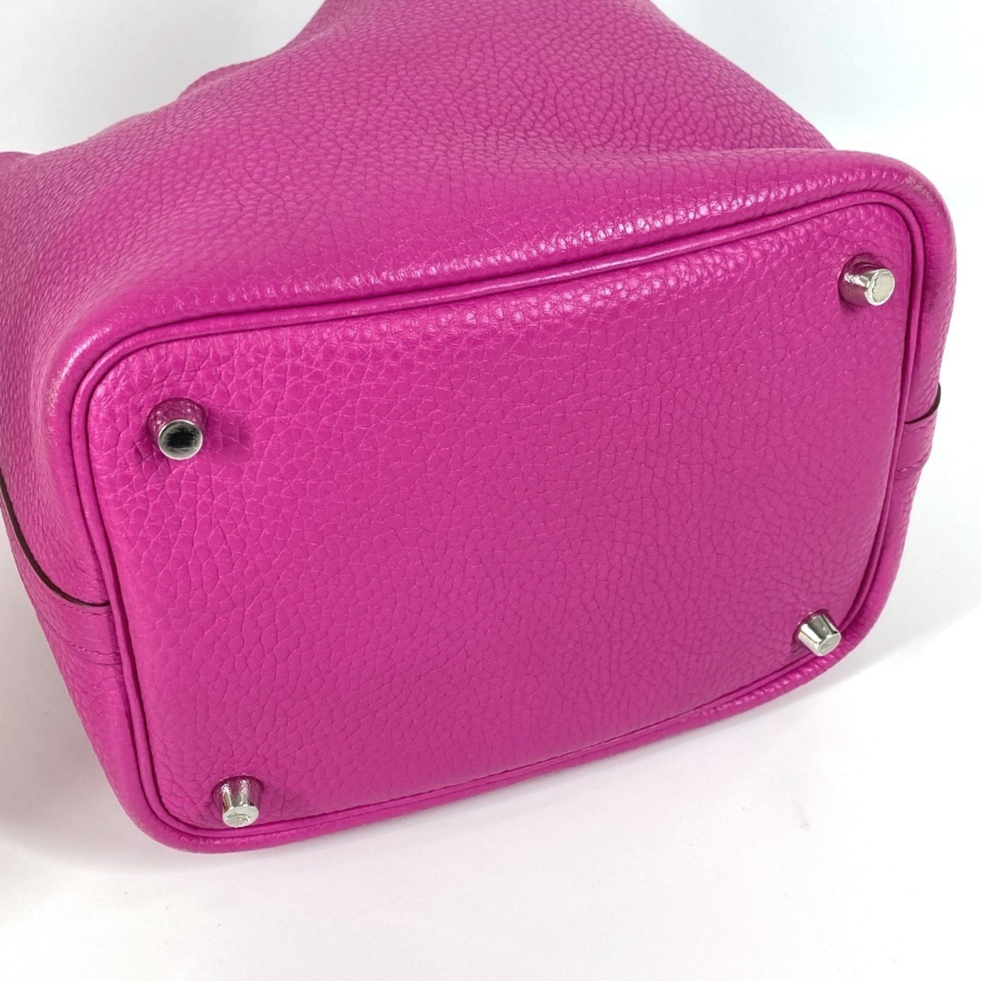 Hermes Pink Taurillon Clemence Leather Handbag Tote Bag (Pre-Owned)