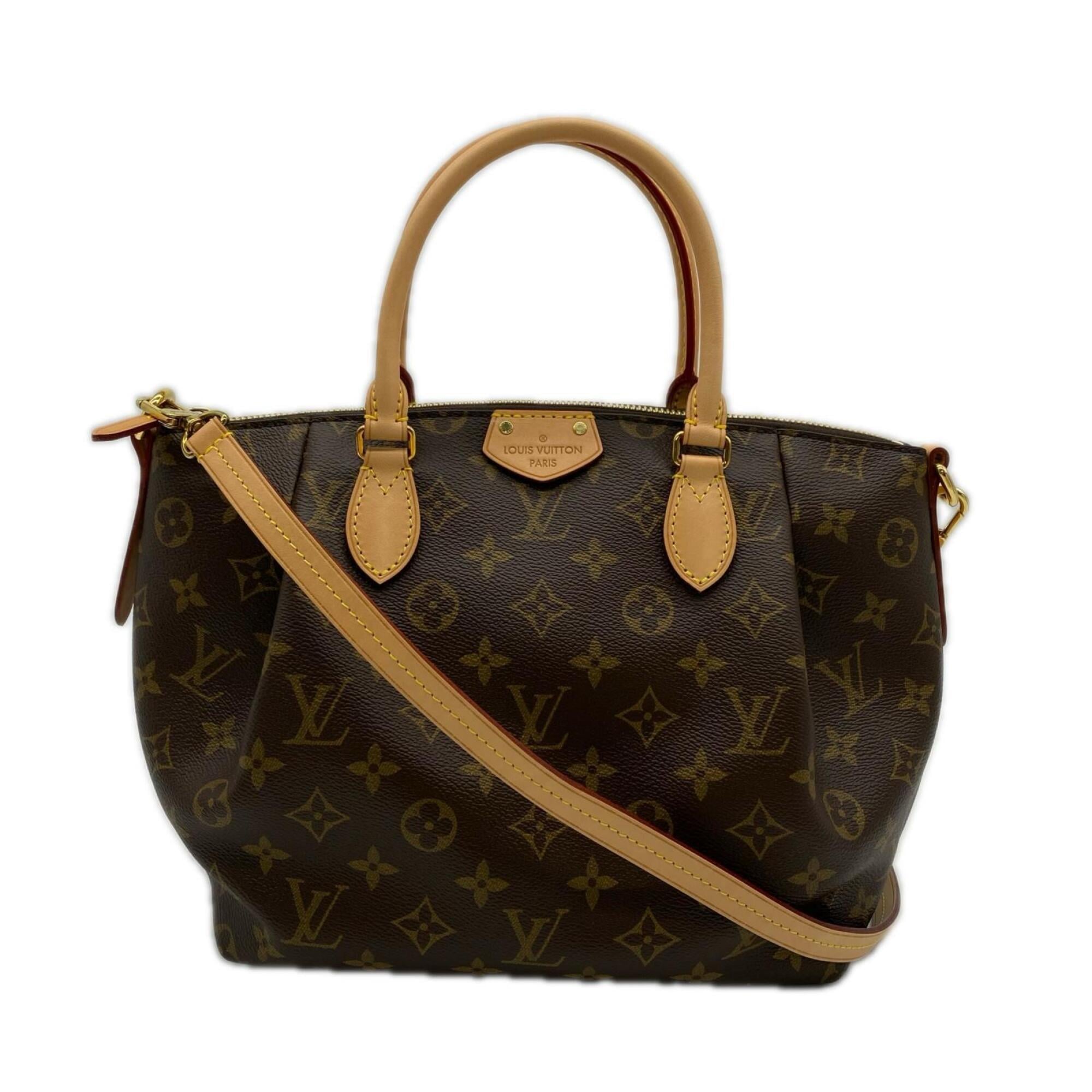 Louis Vuitton Monogram Beige Brown Coated Canvas Leather Handbag Shoulder Bag (Pre-Owned)