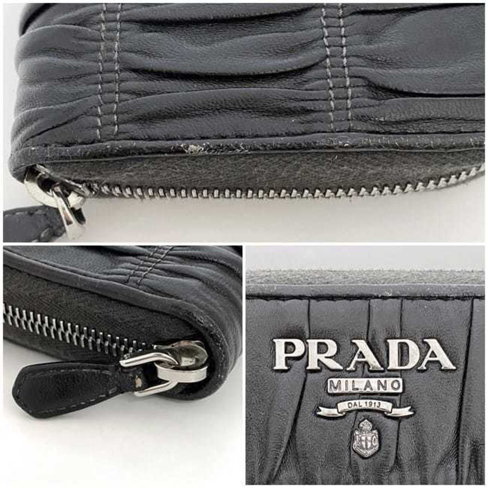 Prada Black Leather Long Wallet (Bi-Fold) (Pre-Owned)
