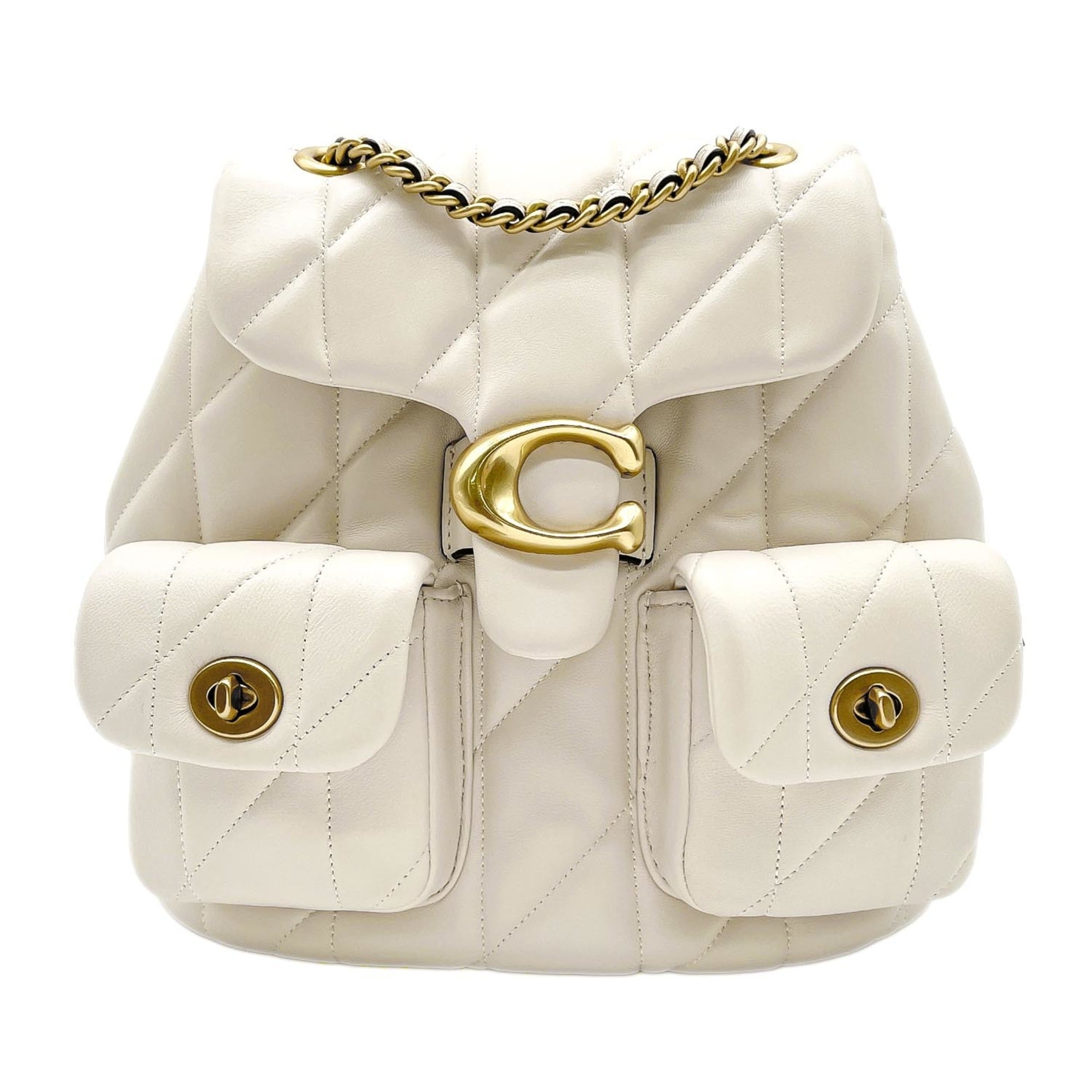 Coach Gold White Leather Backpack (Pre-Owned)