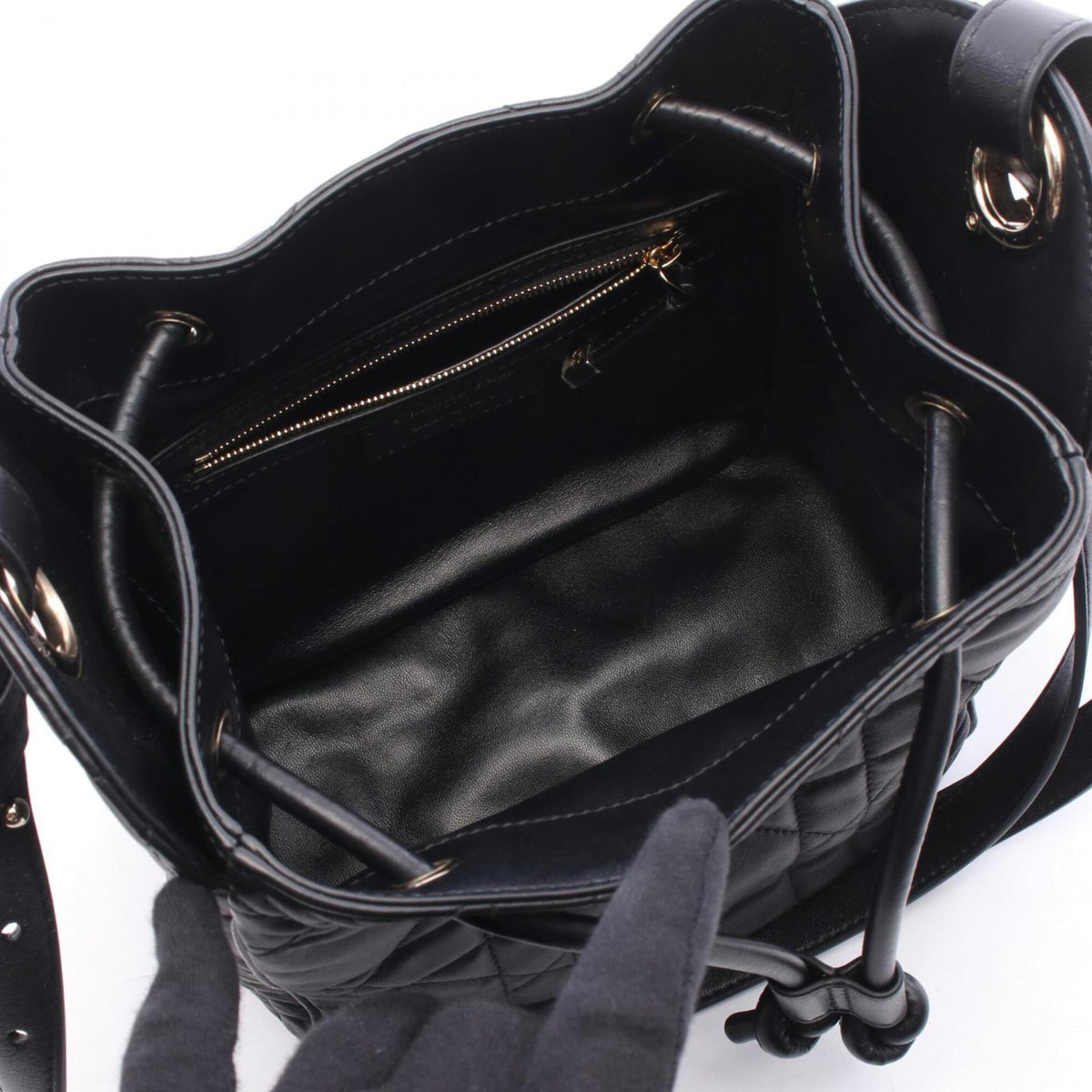 Christian Dior Black Leather Handbag Shoulder Bag (Pre-Owned)