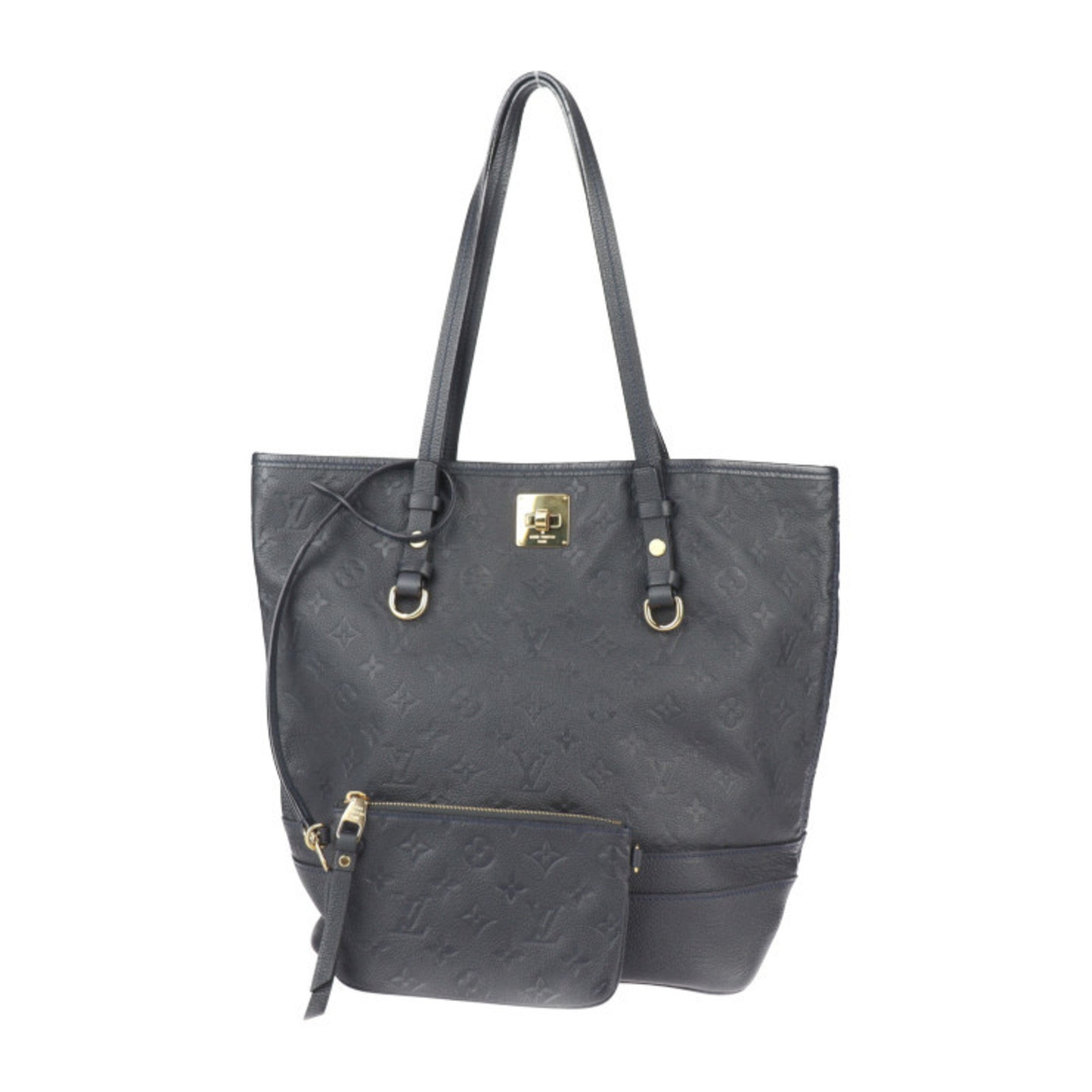 Louis Vuitton Black Leather Handbag Pouch Shoulder Bag Tote Bag (Pre-Owned)