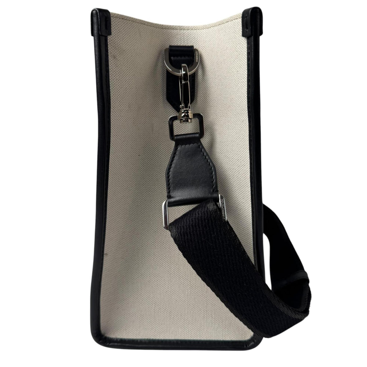 Dolce & Gabbana Black Ivory Canvas Leather Shoulder Bag Tote Bag (Pre-Owned)