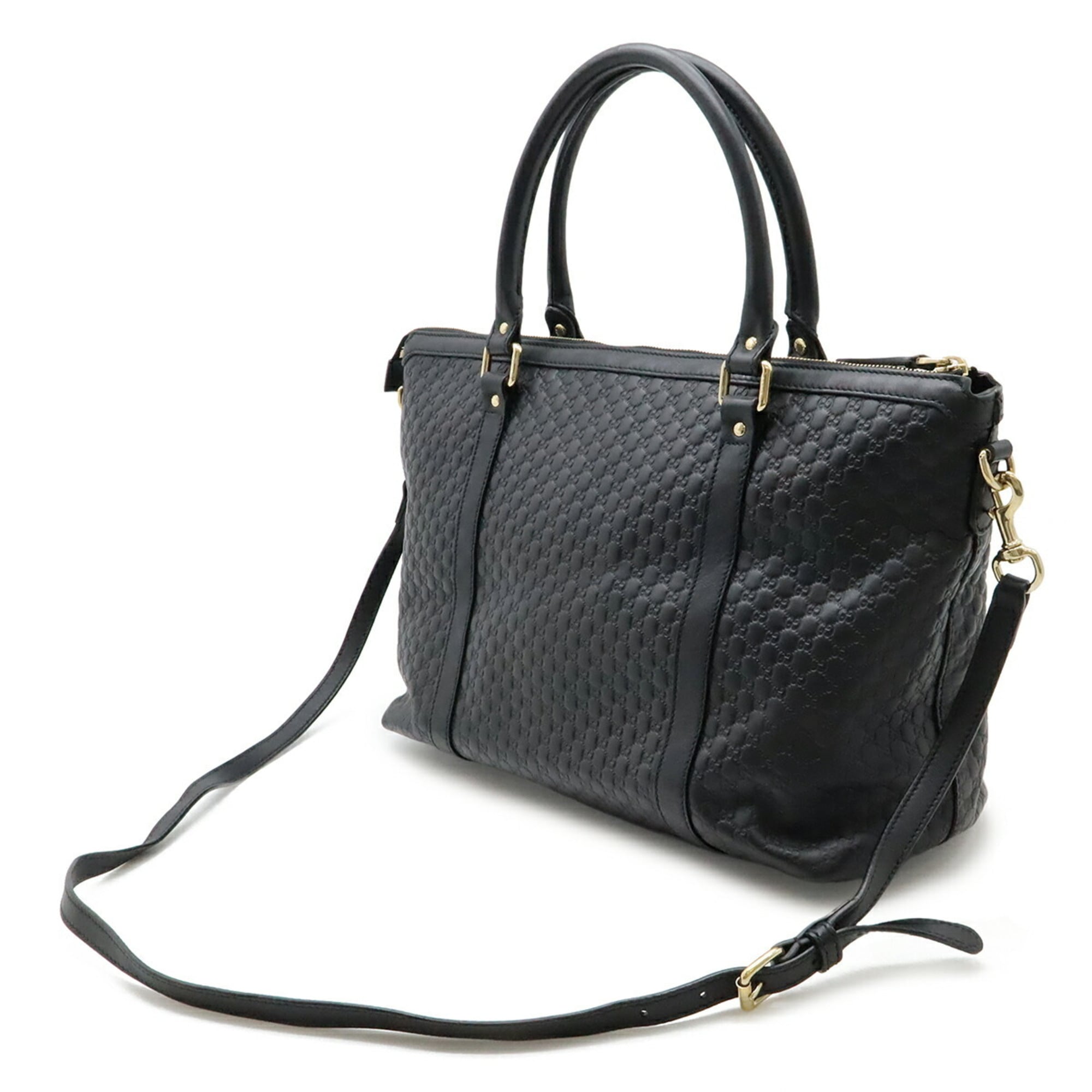 Gucci Black Micro Gg Leather Shoulder Bag Tote Bag (Pre-Owned)