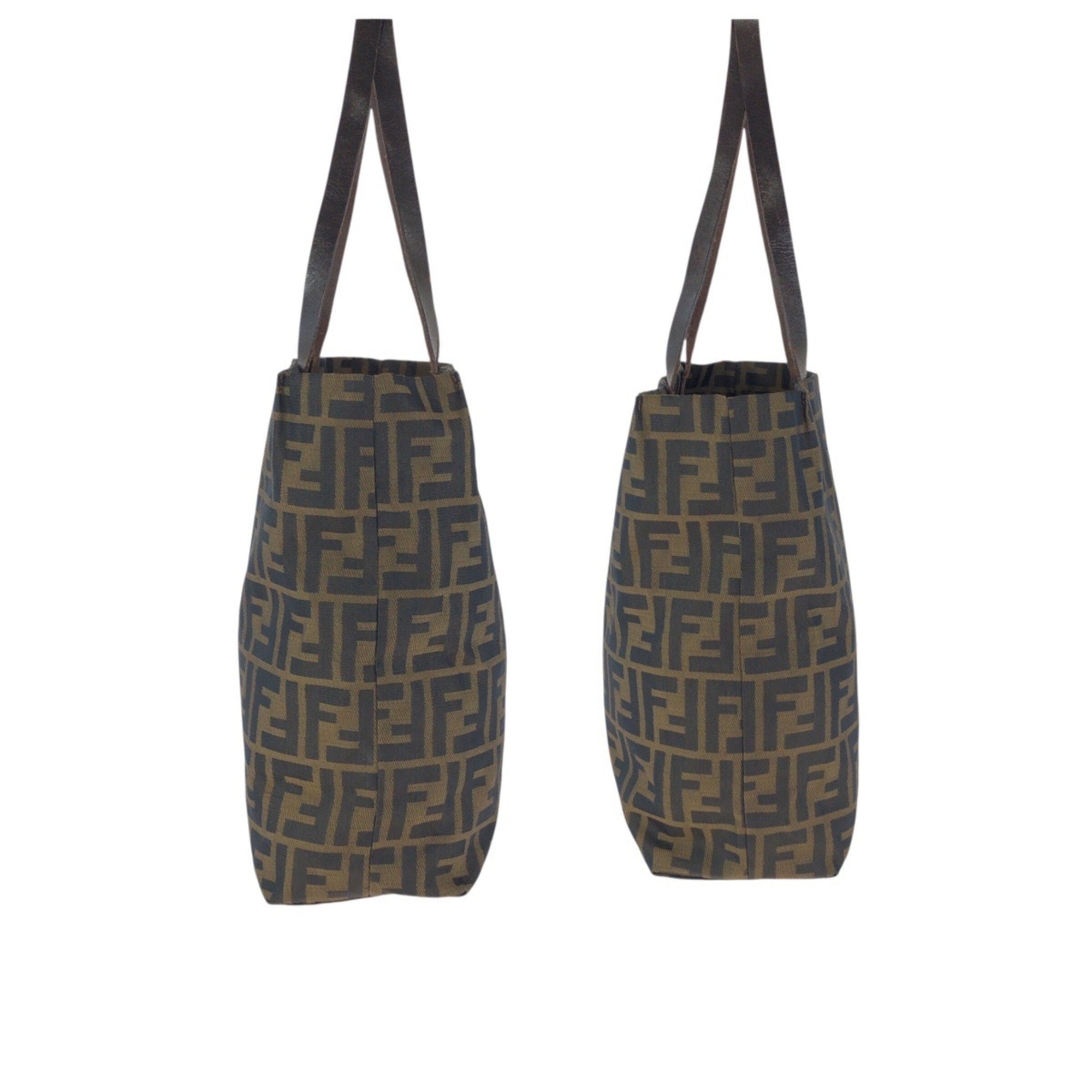 Fendi Brown Nylon Leather Shoulder Bag Tote Bag (Pre-Owned)