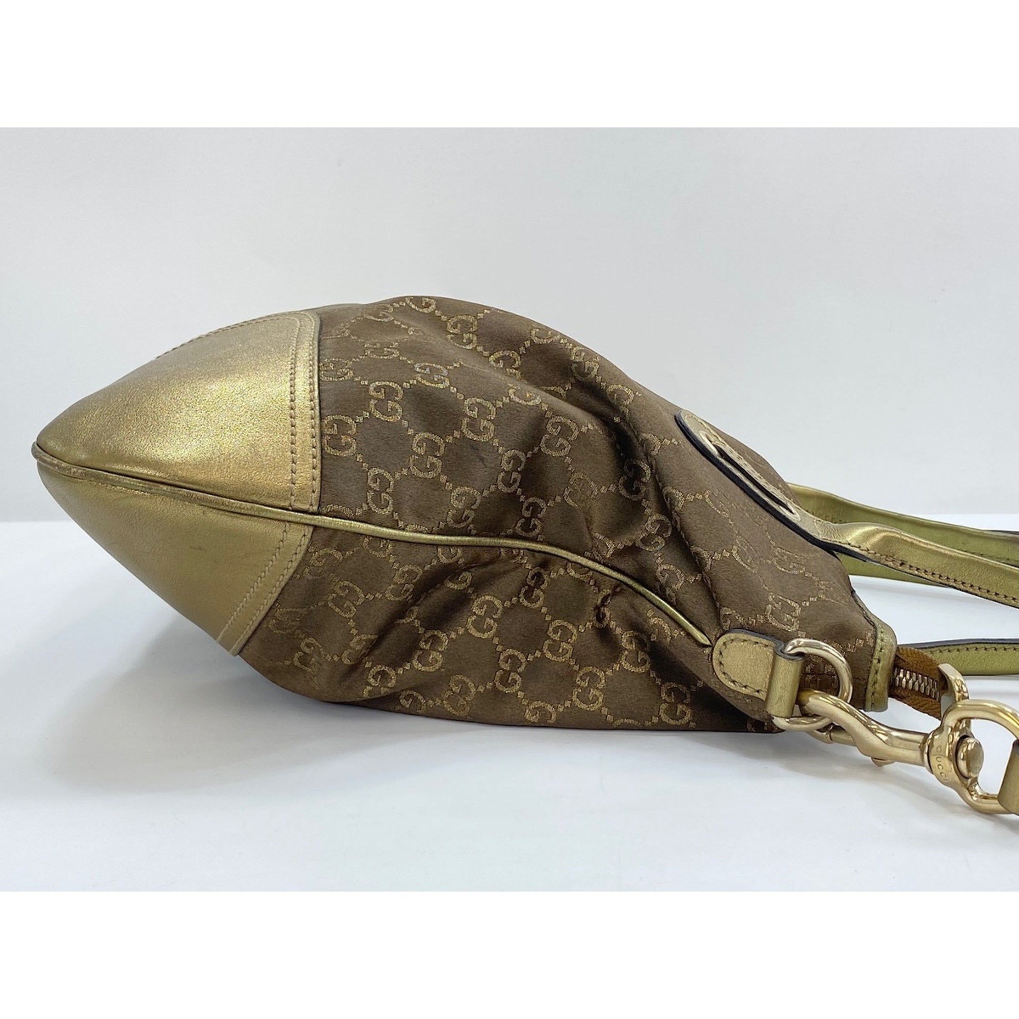 Gucci Brown Gold Nylon Tote Bag (Pre-Owned)