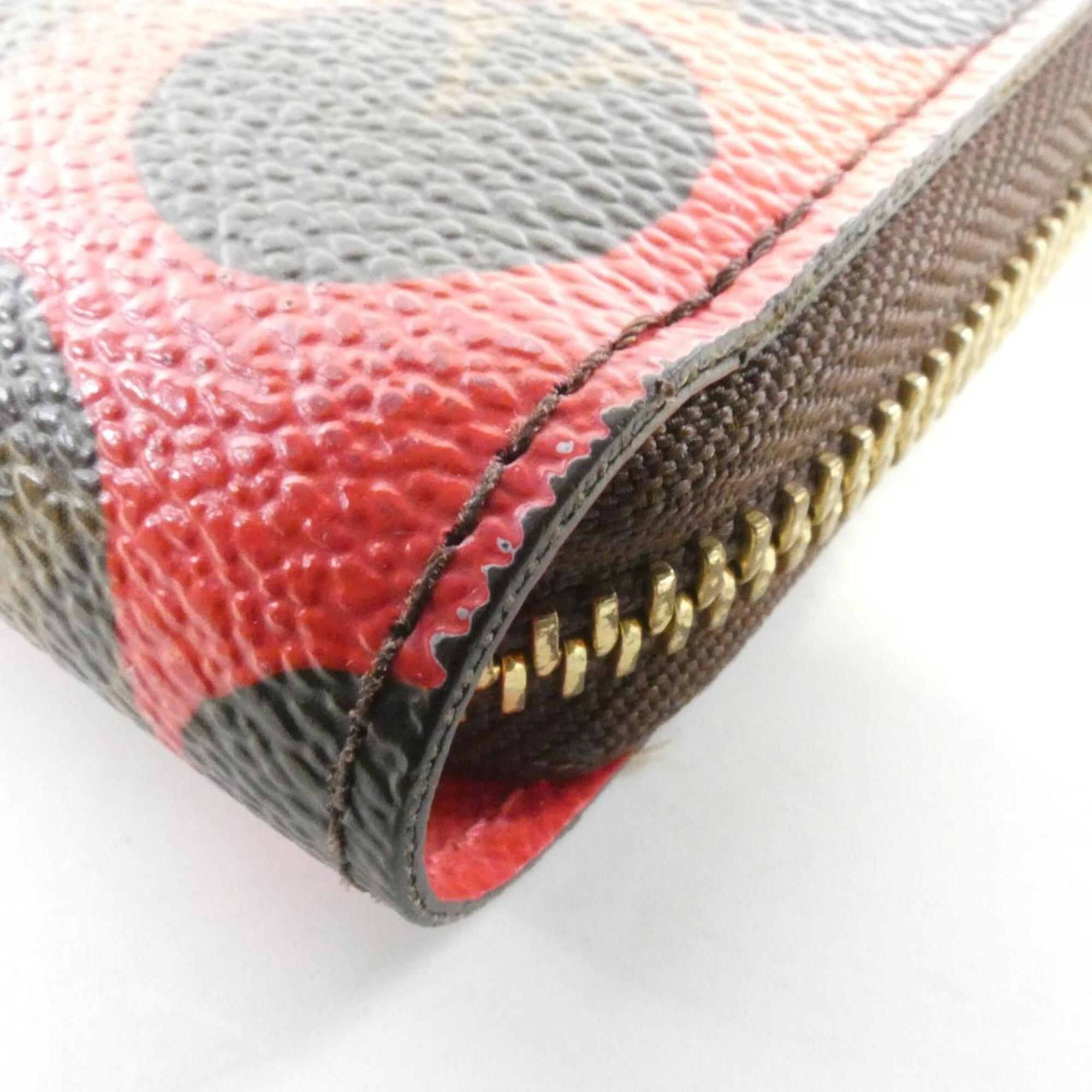 Louis Vuitton Marron Rouge Coated Canvas Long Wallet (Bi-Fold) (Pre-Owned)